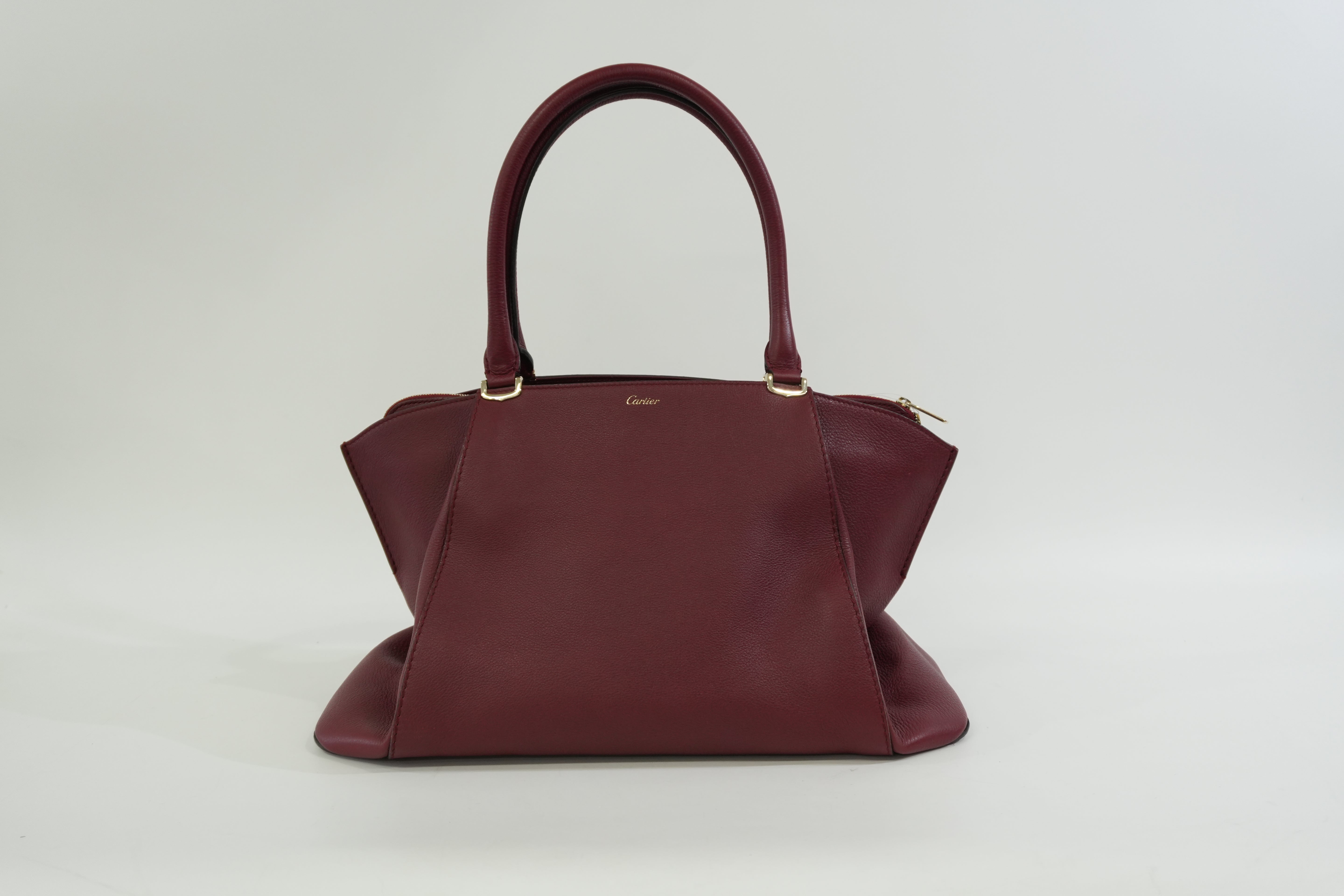 Pre-Owned Cartier C De Cartier Tote Bag Burgundy