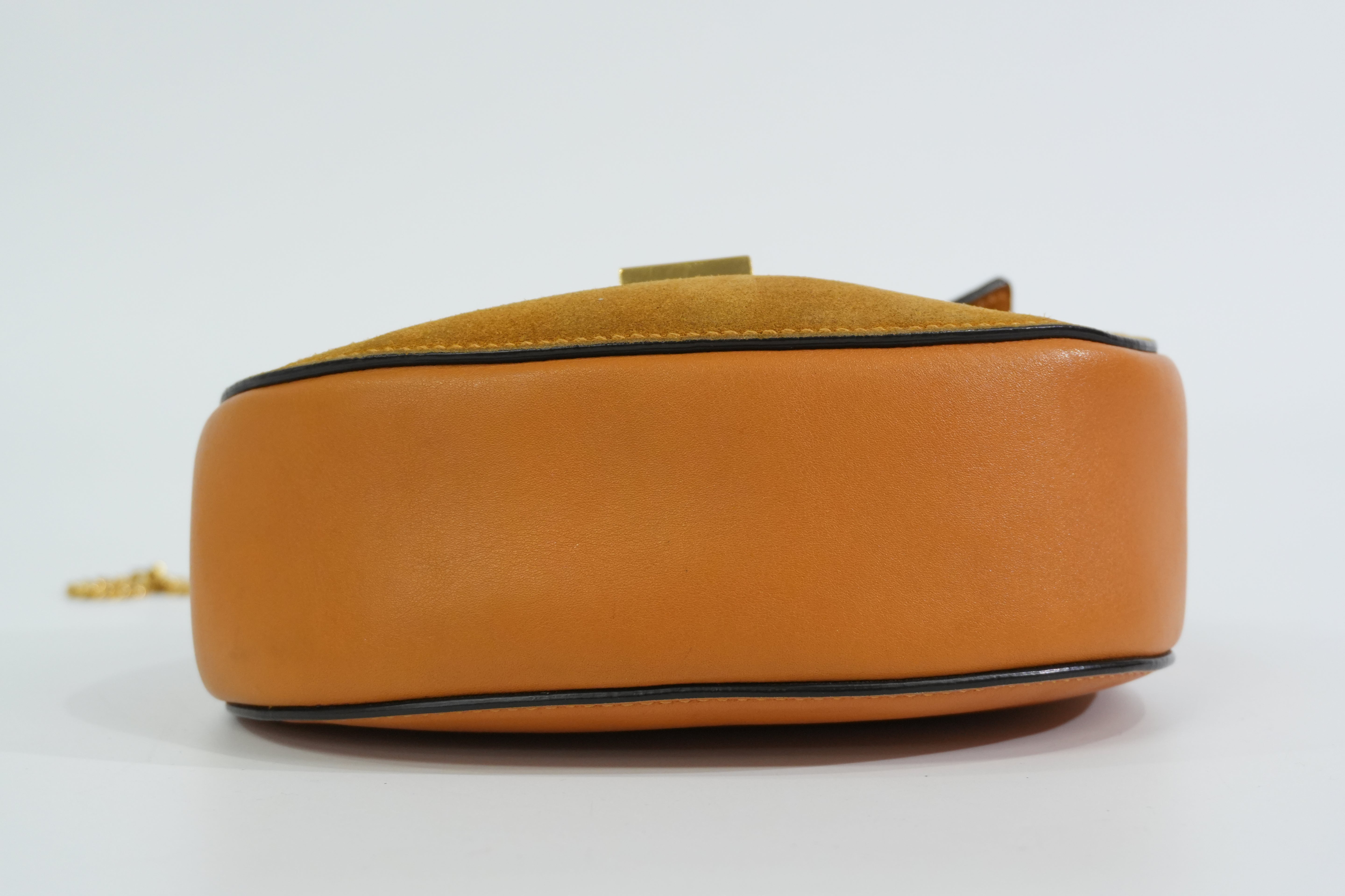 Pre-owned Chloe Suede Leather Drew Chain Shoulder Bag Mustard