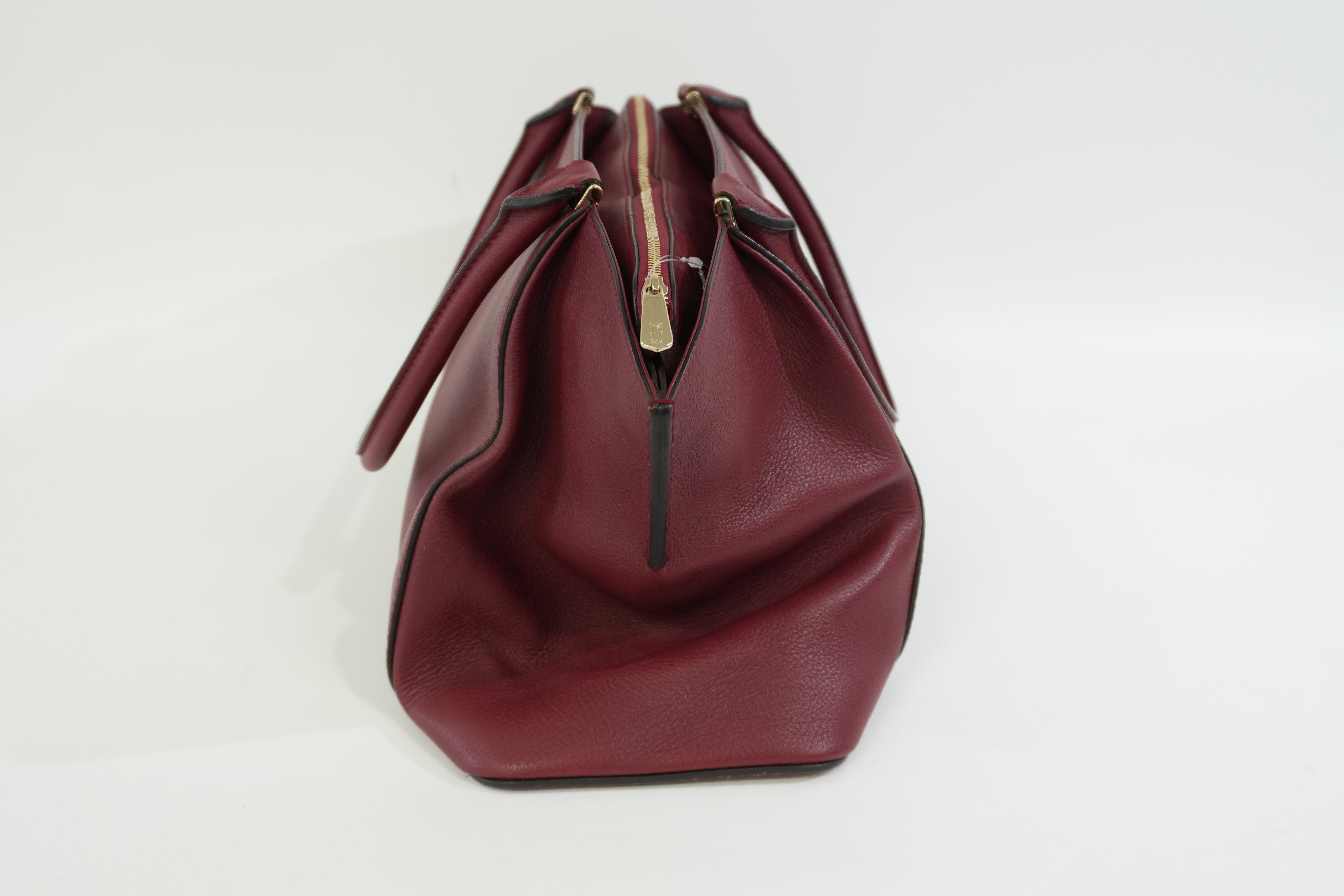 Pre-Owned Cartier C De Cartier Tote Bag Burgundy