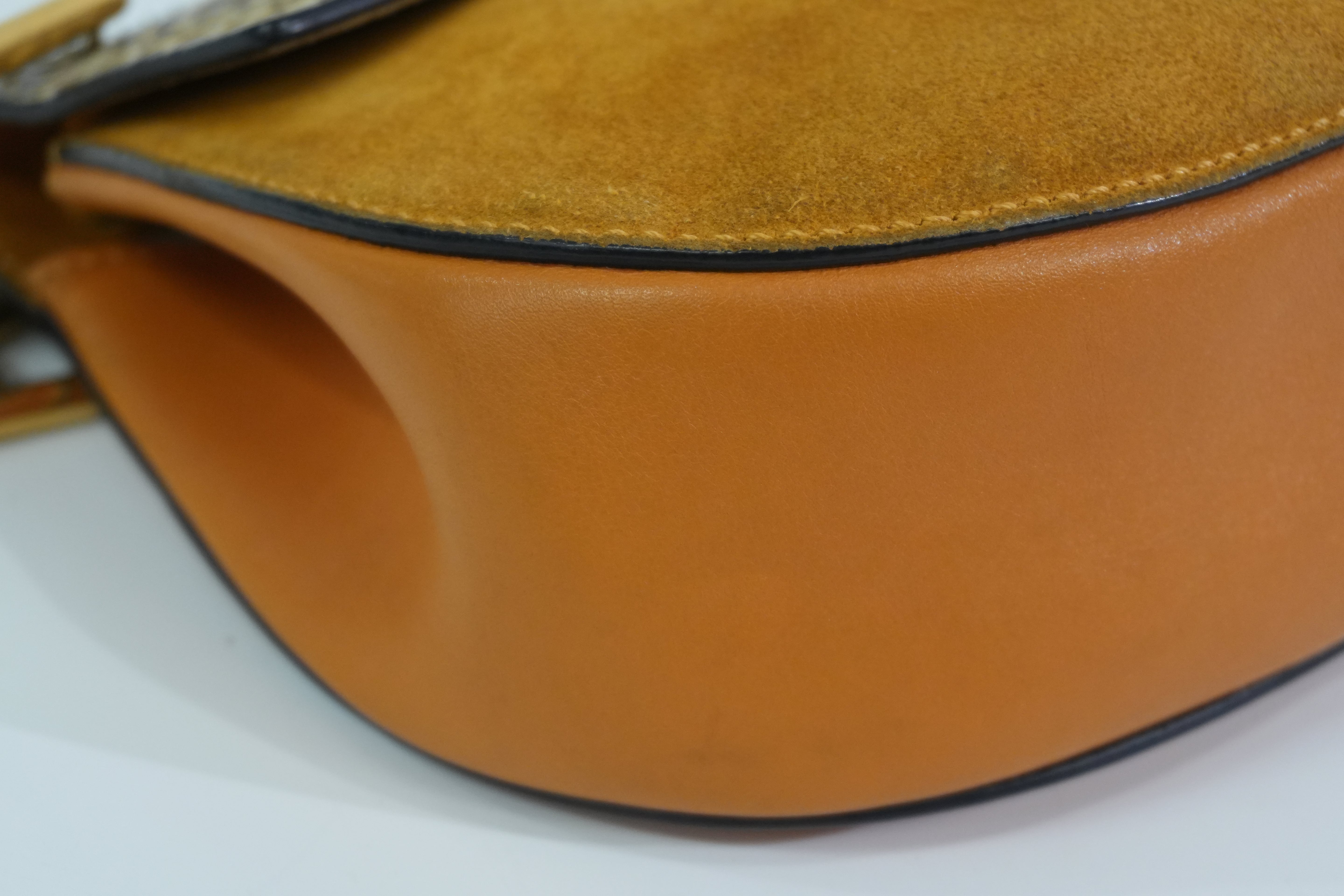 Pre-owned Chloe Suede Leather Drew Chain Shoulder Bag Mustard