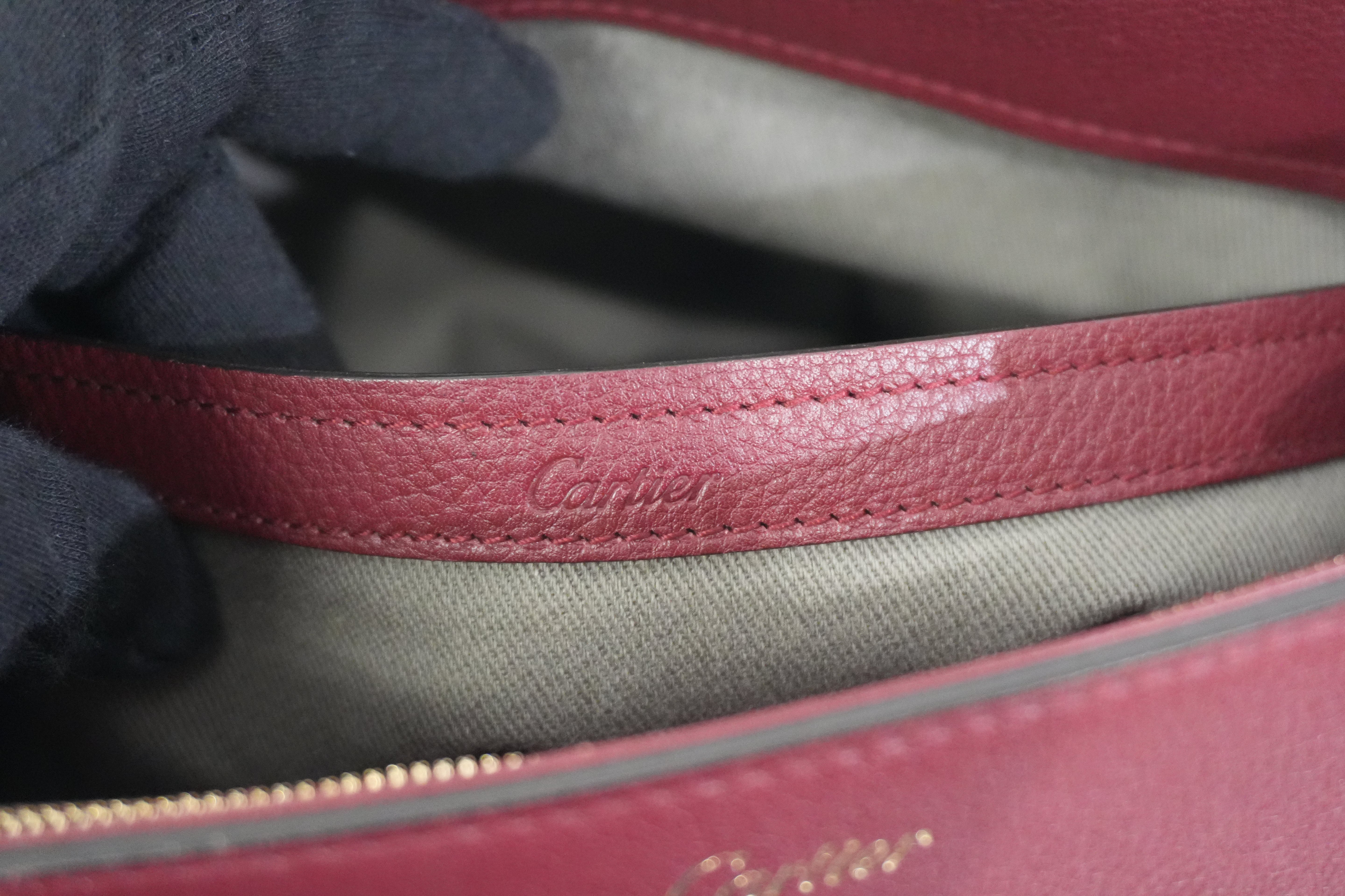 Pre-Owned Cartier C De Cartier Tote Bag Burgundy