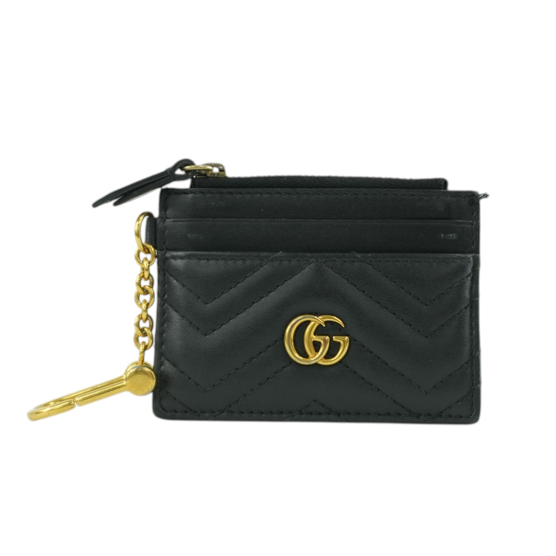 Pre-owned Gucci Leather Marmont Coin Case Black