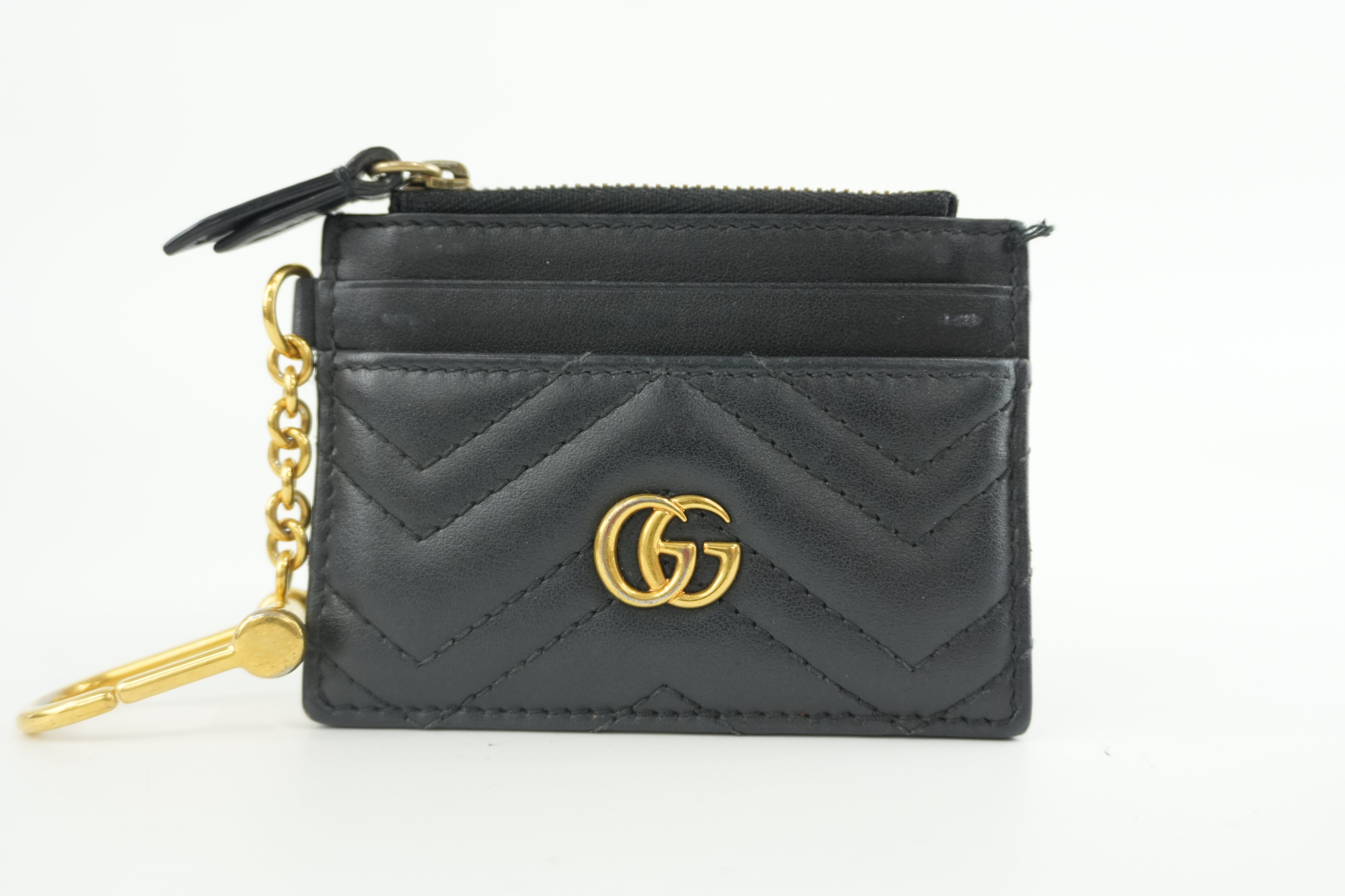 Pre-owned Gucci Leather Marmont Coin Case Black