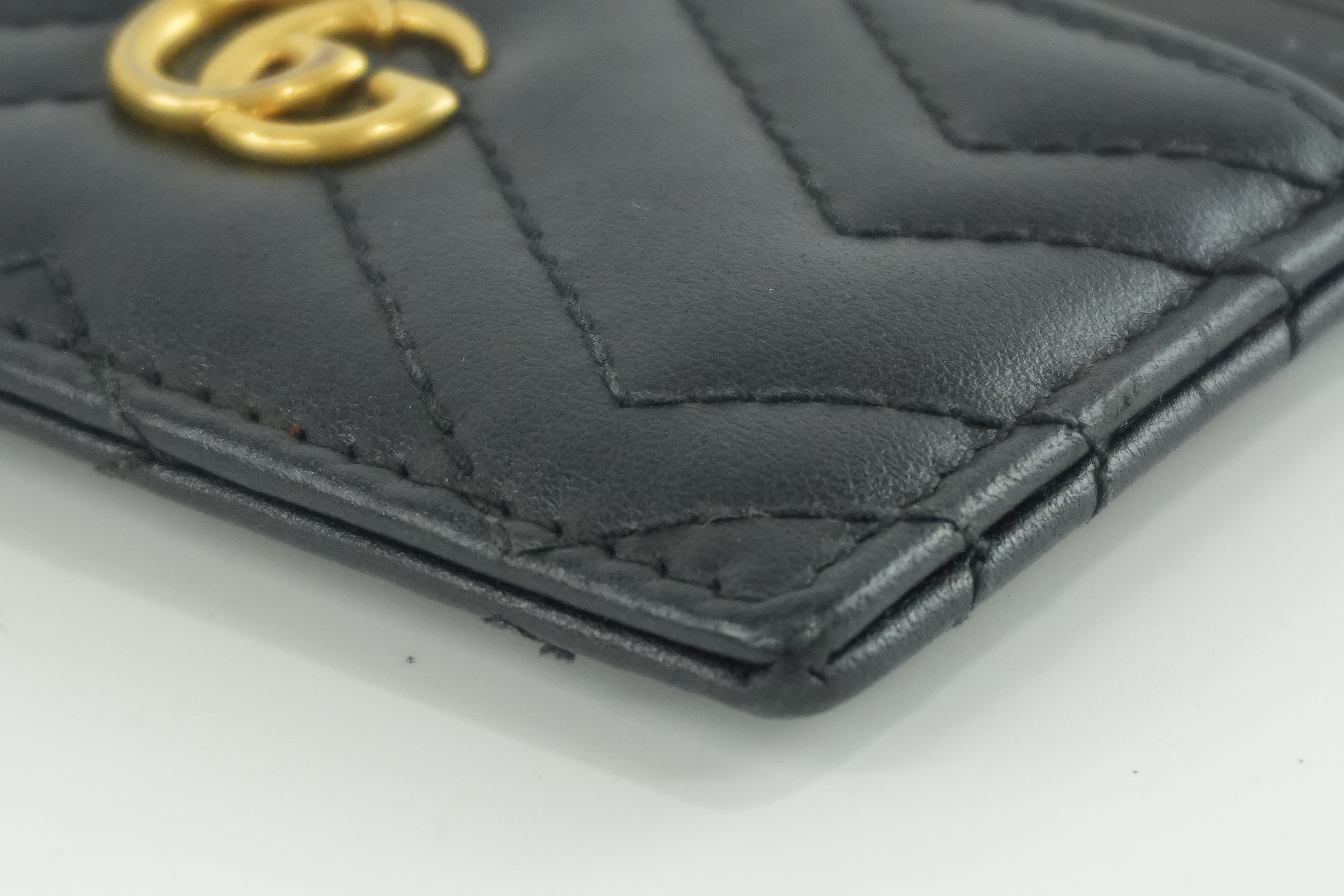 Pre-owned Gucci Leather Marmont Coin Case Black