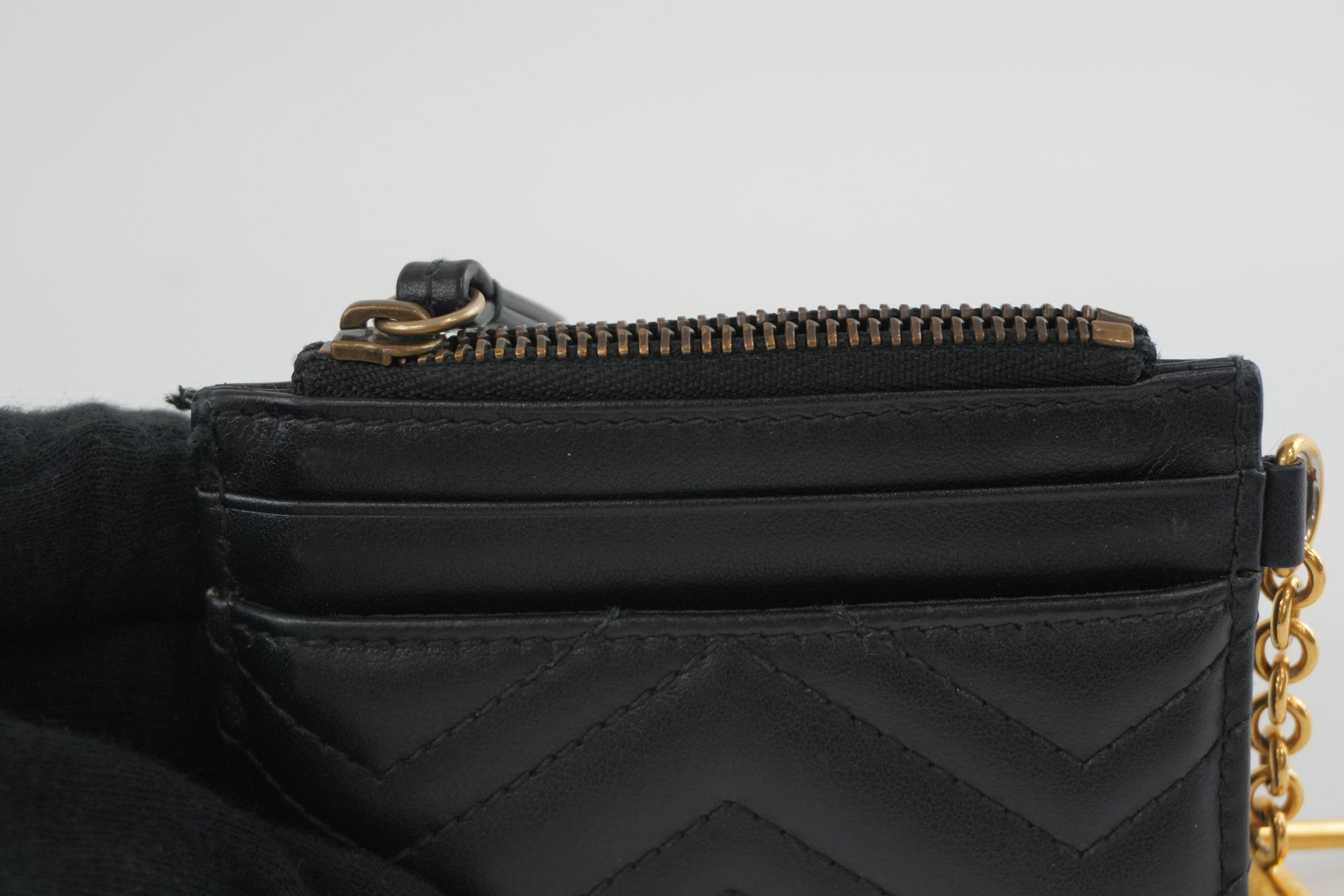 Pre-owned Gucci Leather Marmont Coin Case Black