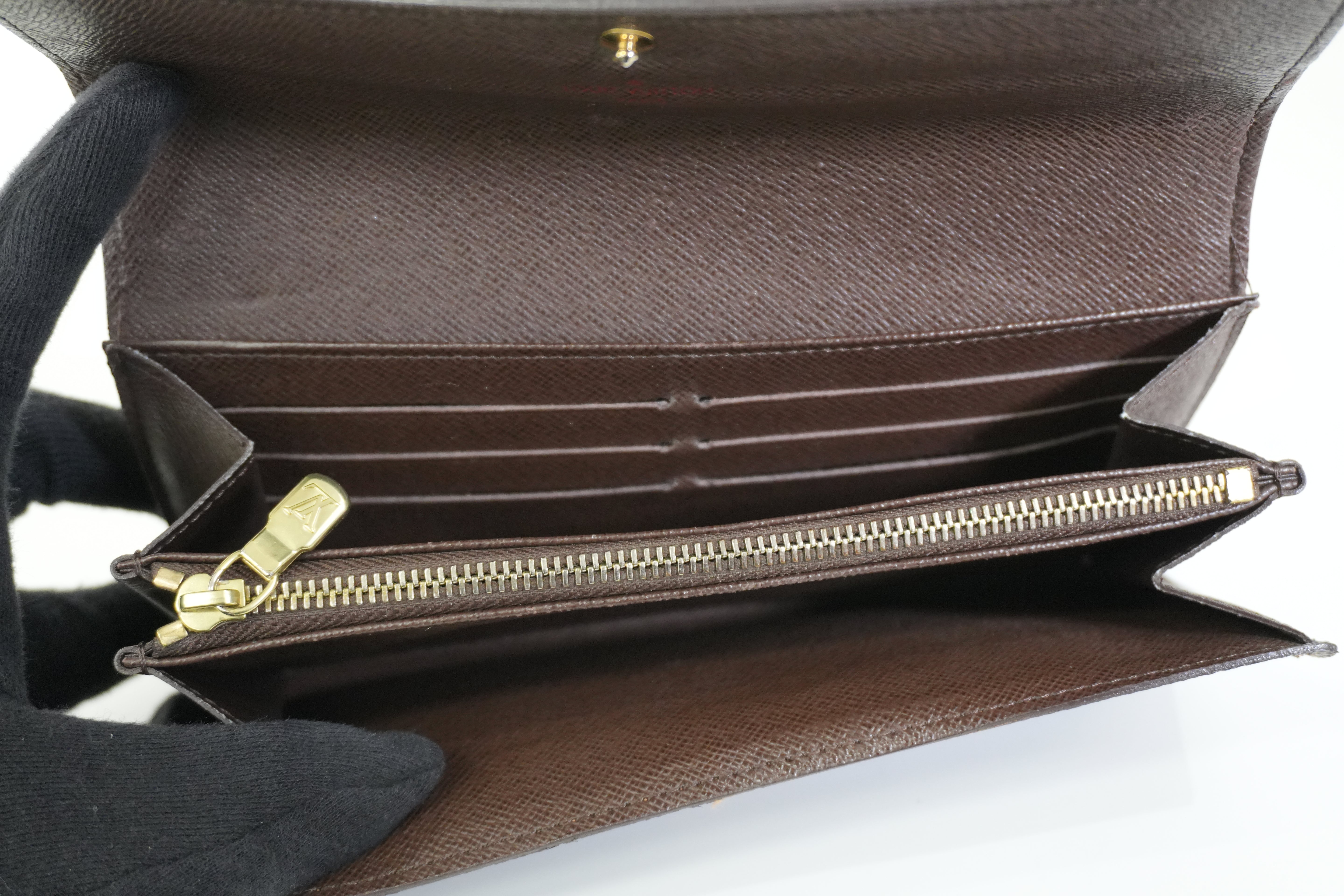 Pre-owned Louis Vuitton Damier Ebene Sarah Wallet