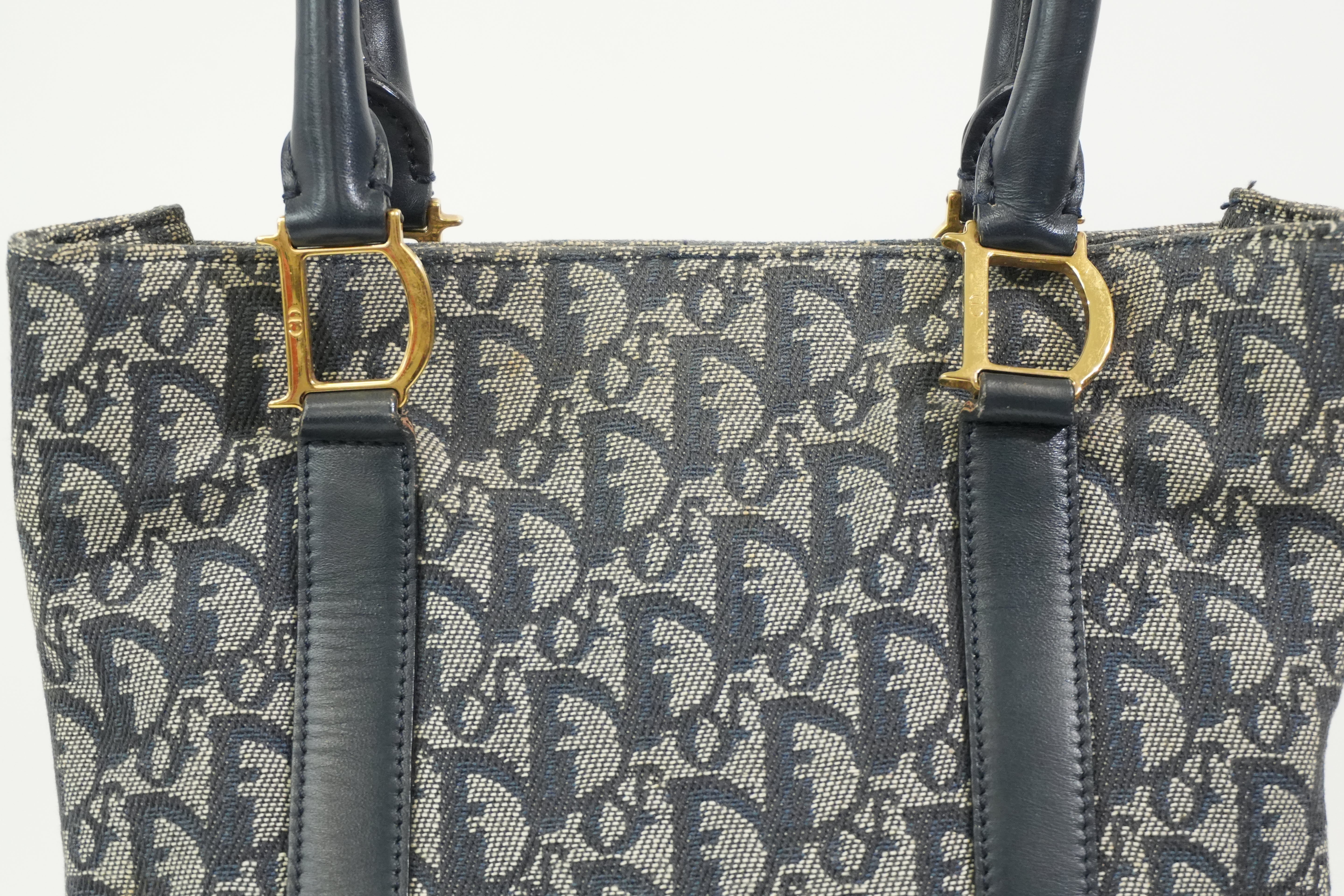 Pre-Owned Dior Oblique Tote Bag Blue