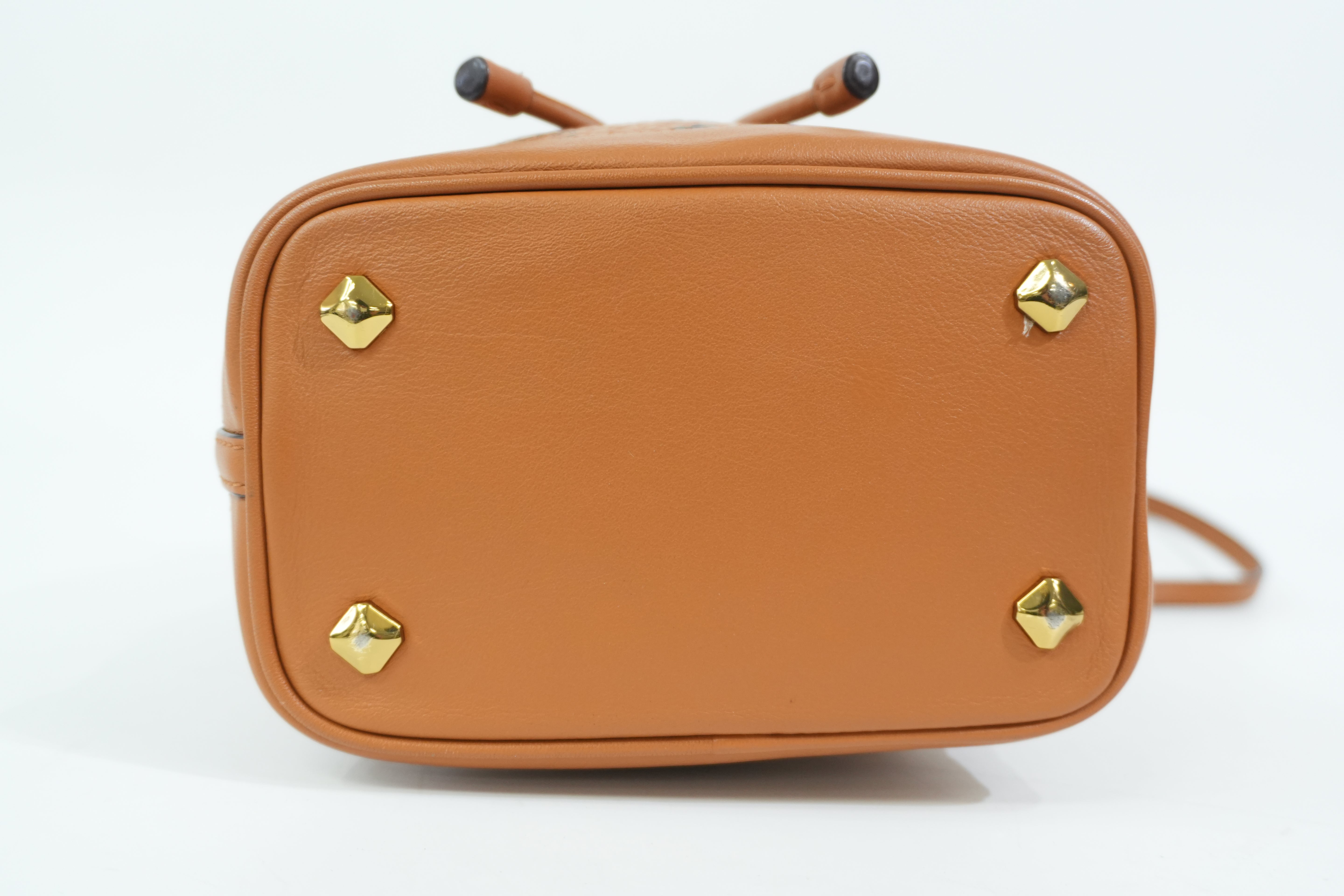 Pre-Owned MCM Park Rabbit Visetos Drawstring Crossbody bag Cognac