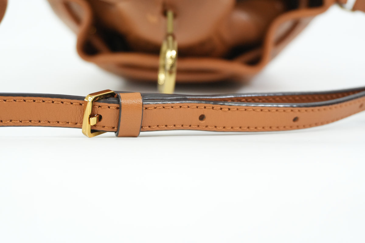 Pre-Owned MCM Park Rabbit Visetos Drawstring Crossbody bag Cognac