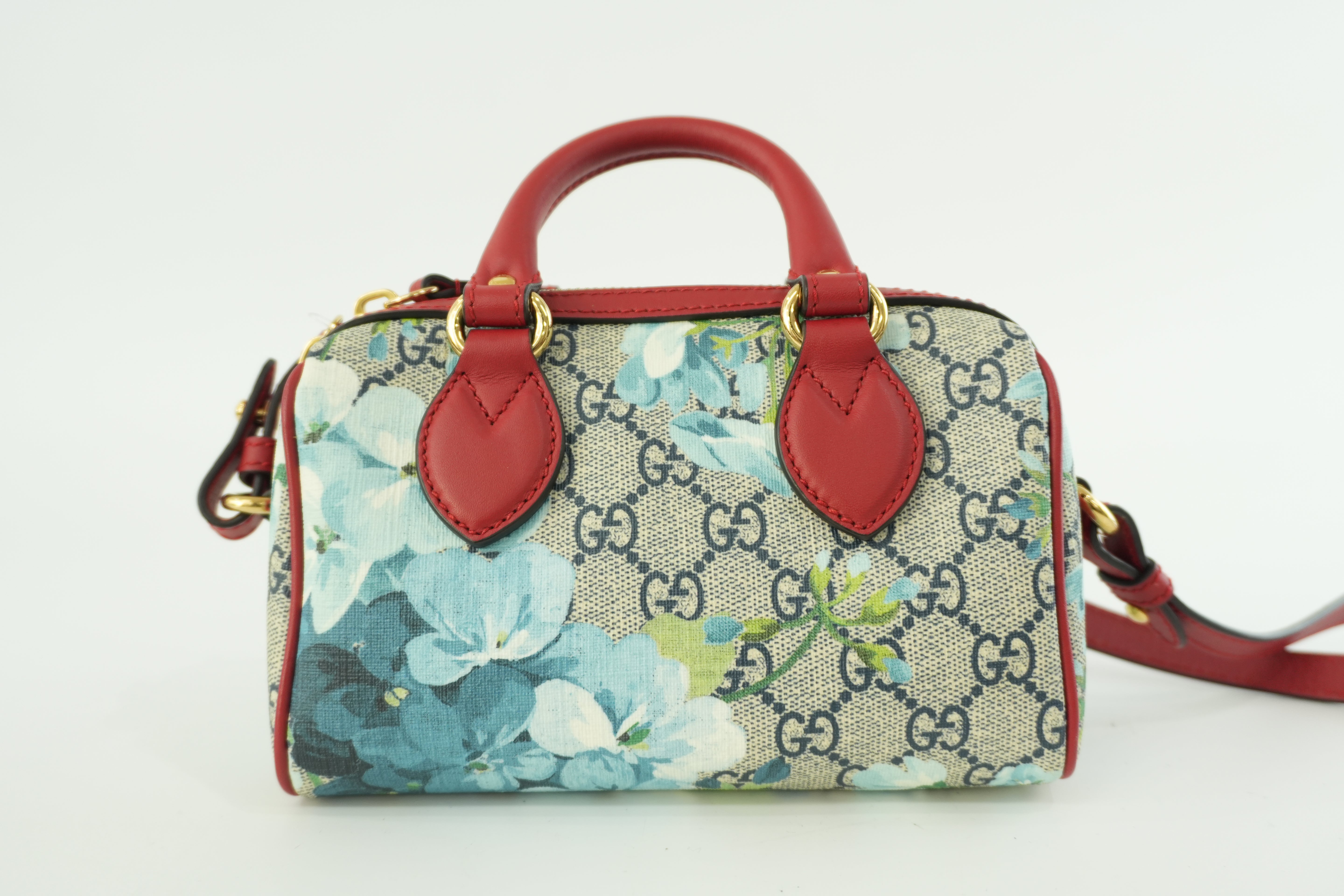 Pre-owned Gucci Leather Blooms Two Way Shoulder Bag Blue and Red