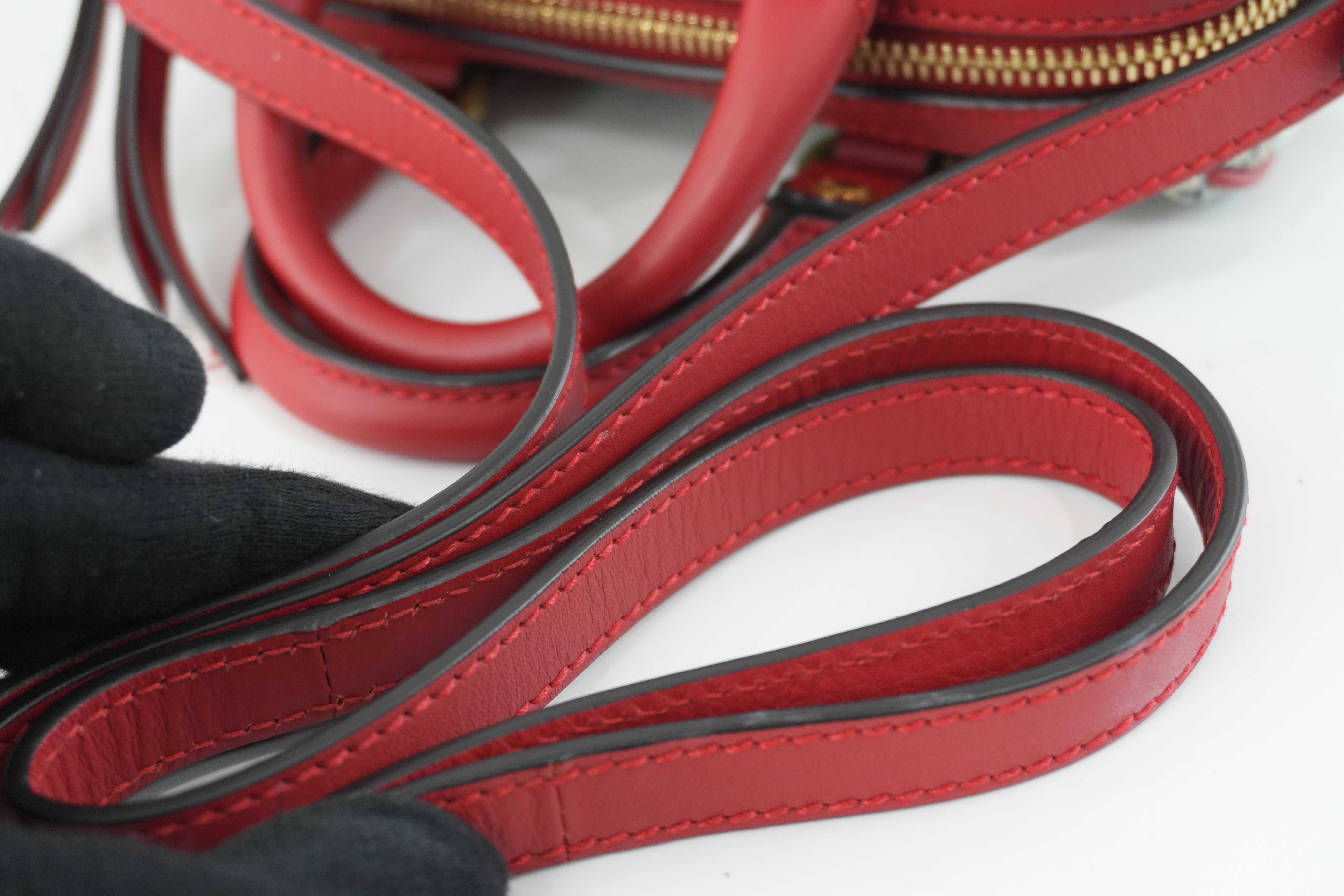 Pre-owned Gucci Leather Blooms Two Way Shoulder Bag Blue and Red