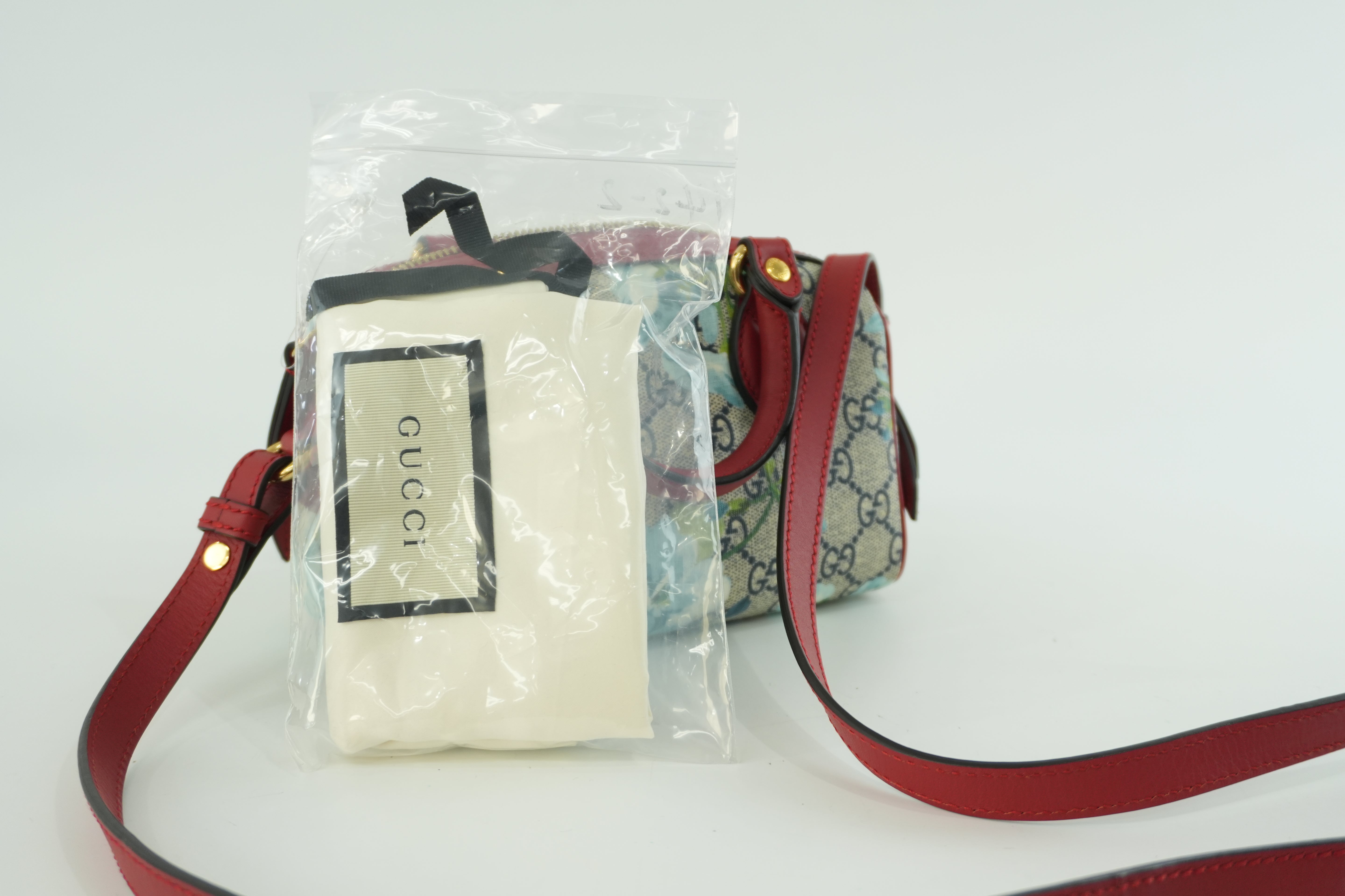 Pre-owned Gucci Leather Blooms Two Way Shoulder Bag Blue and Red