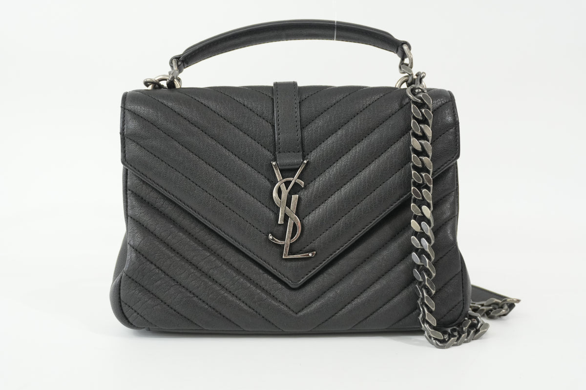 Pre-Owned Yves Saint Laurent Quilted College Chain Crossbody Black