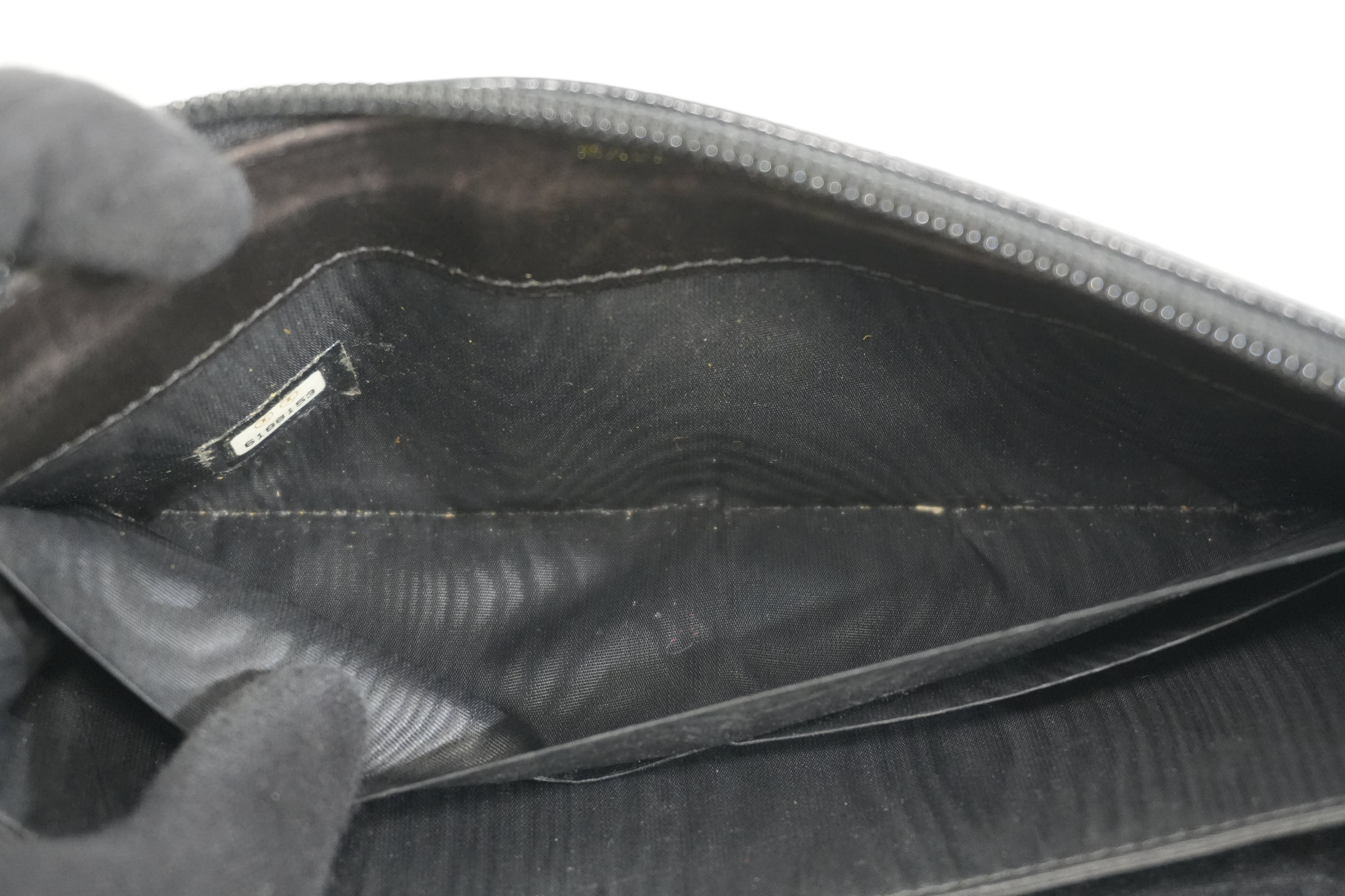 Pre-owned Chanel Caviar Skin Zippy Long Wallet Black