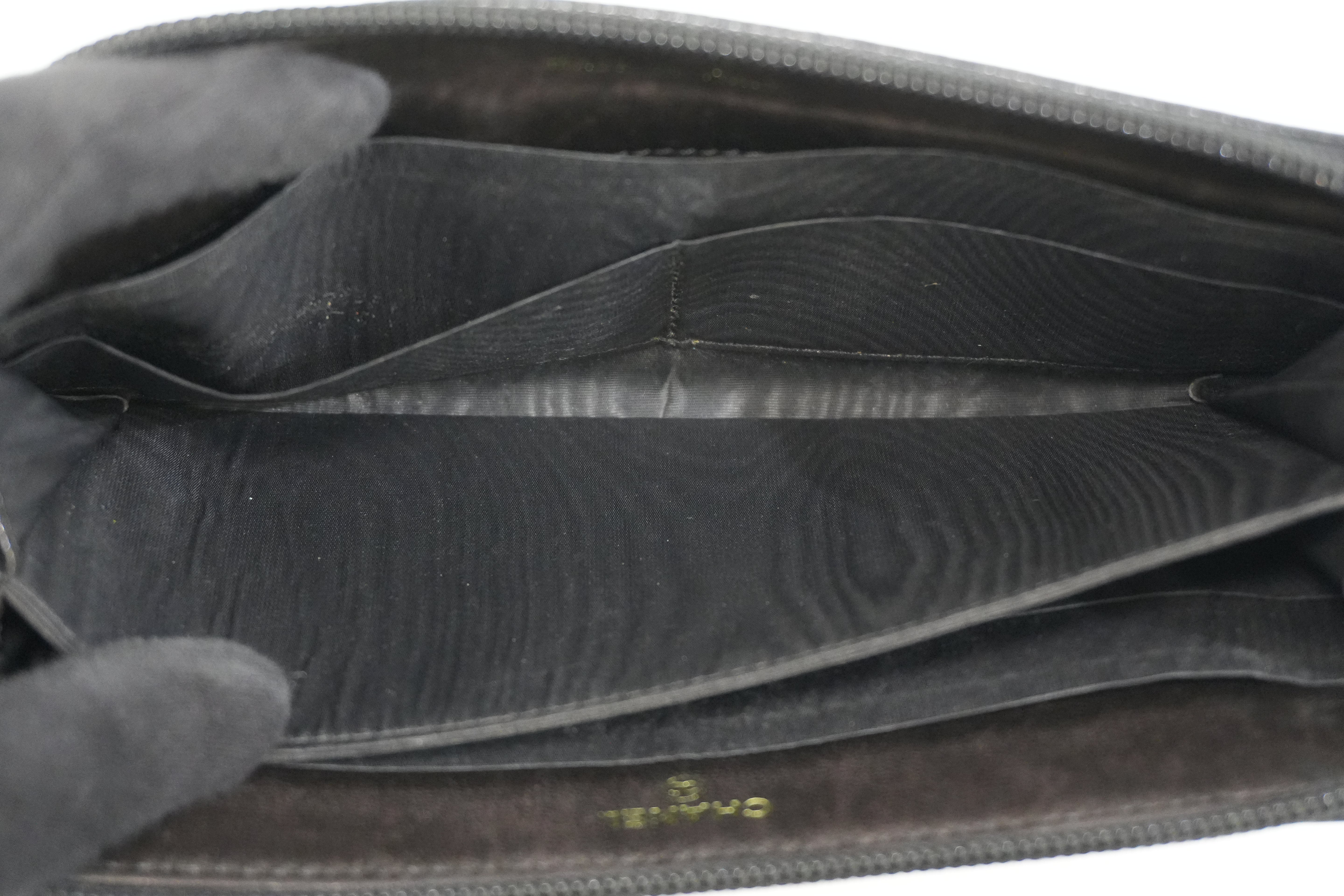 Pre-owned Chanel Caviar Skin Zippy Long Wallet Black