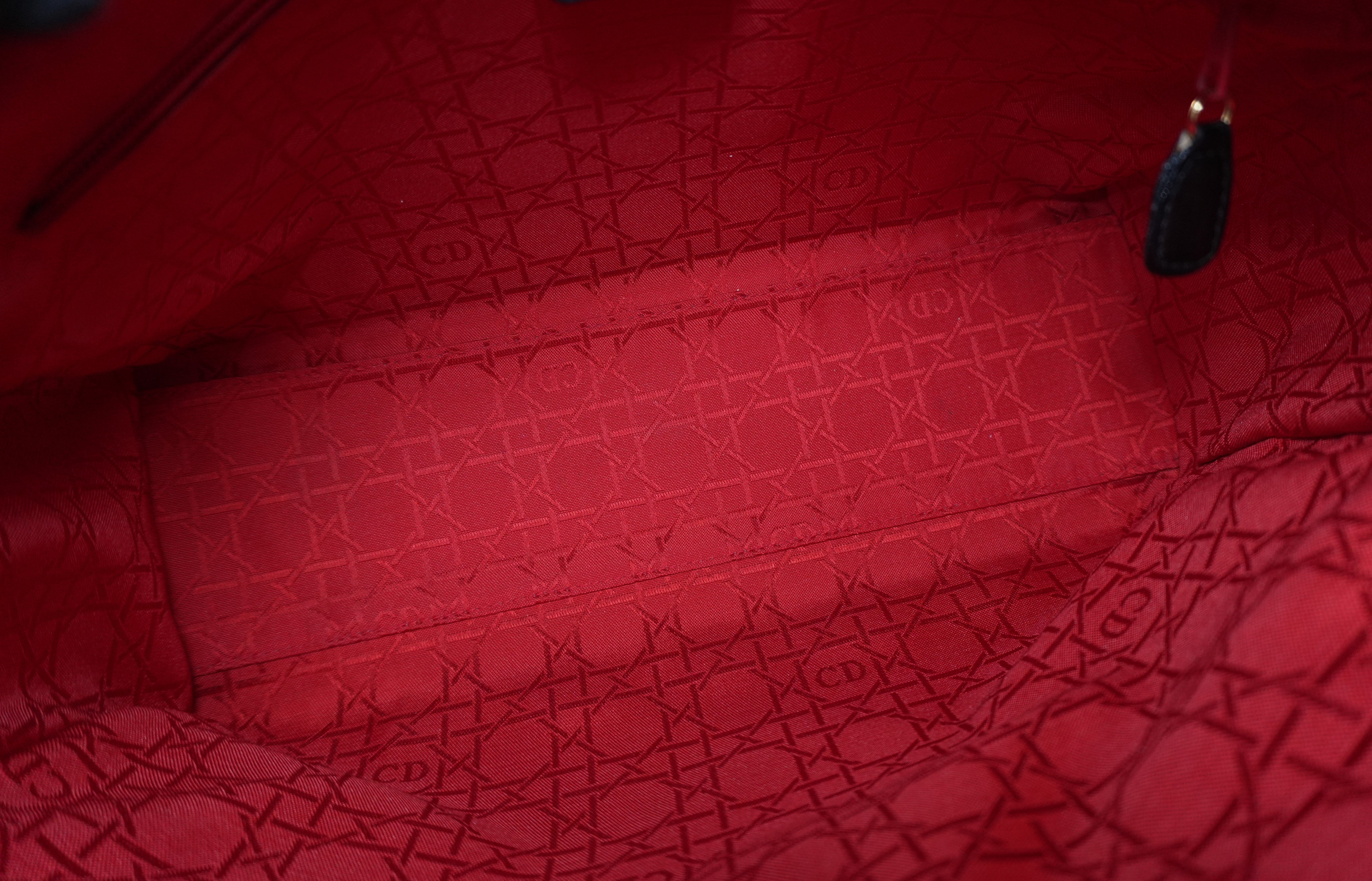 Christian Dior Lambskin Leather Lady Dior Handbag Black Used