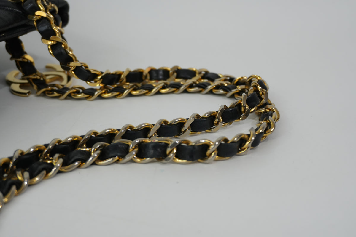 Pre-Owned Chanel Quilted Foldover Chain Tote Bag Black
