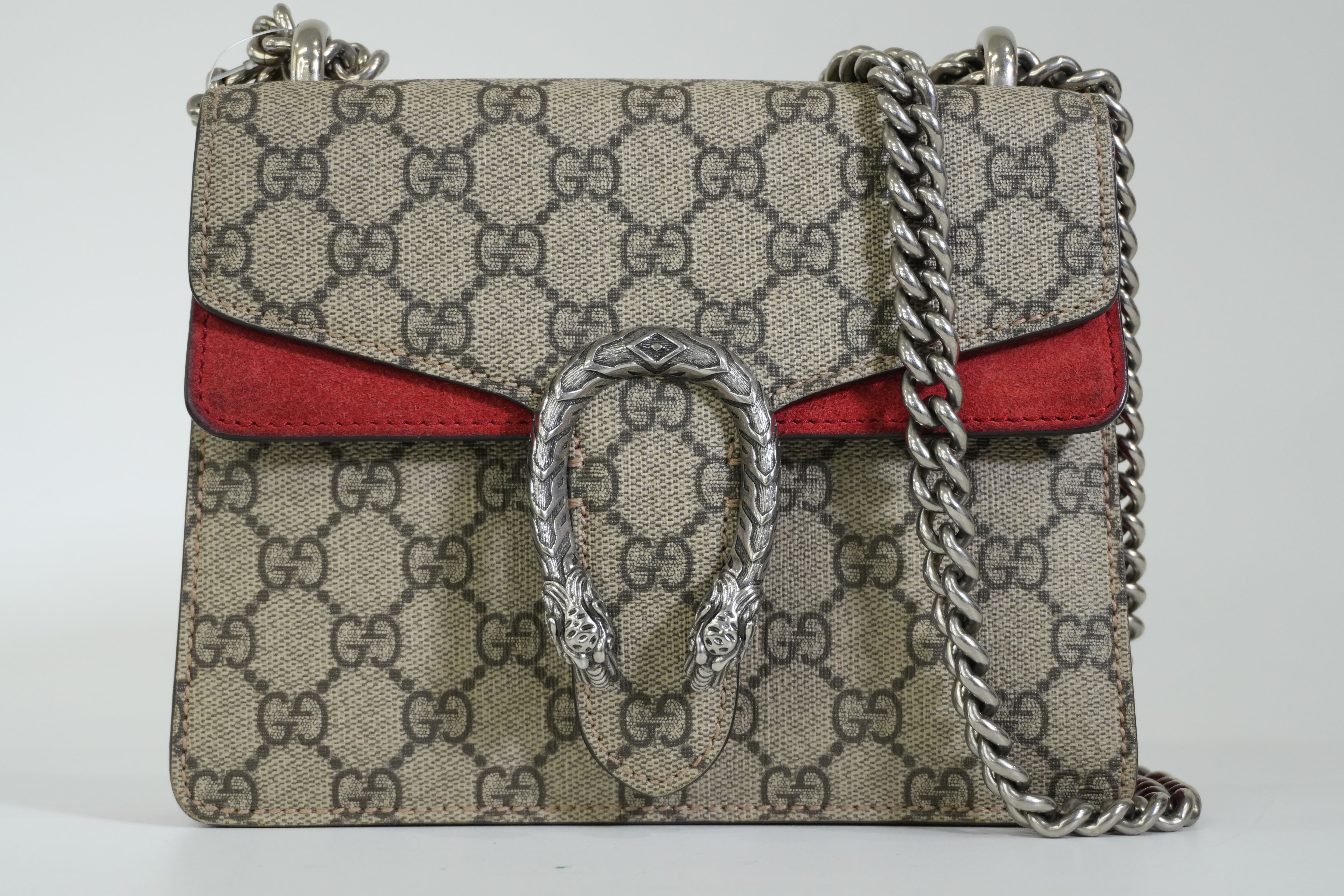 Pre-owned Gucci Dionysus Chain Shoulder Bag Brown and Red
