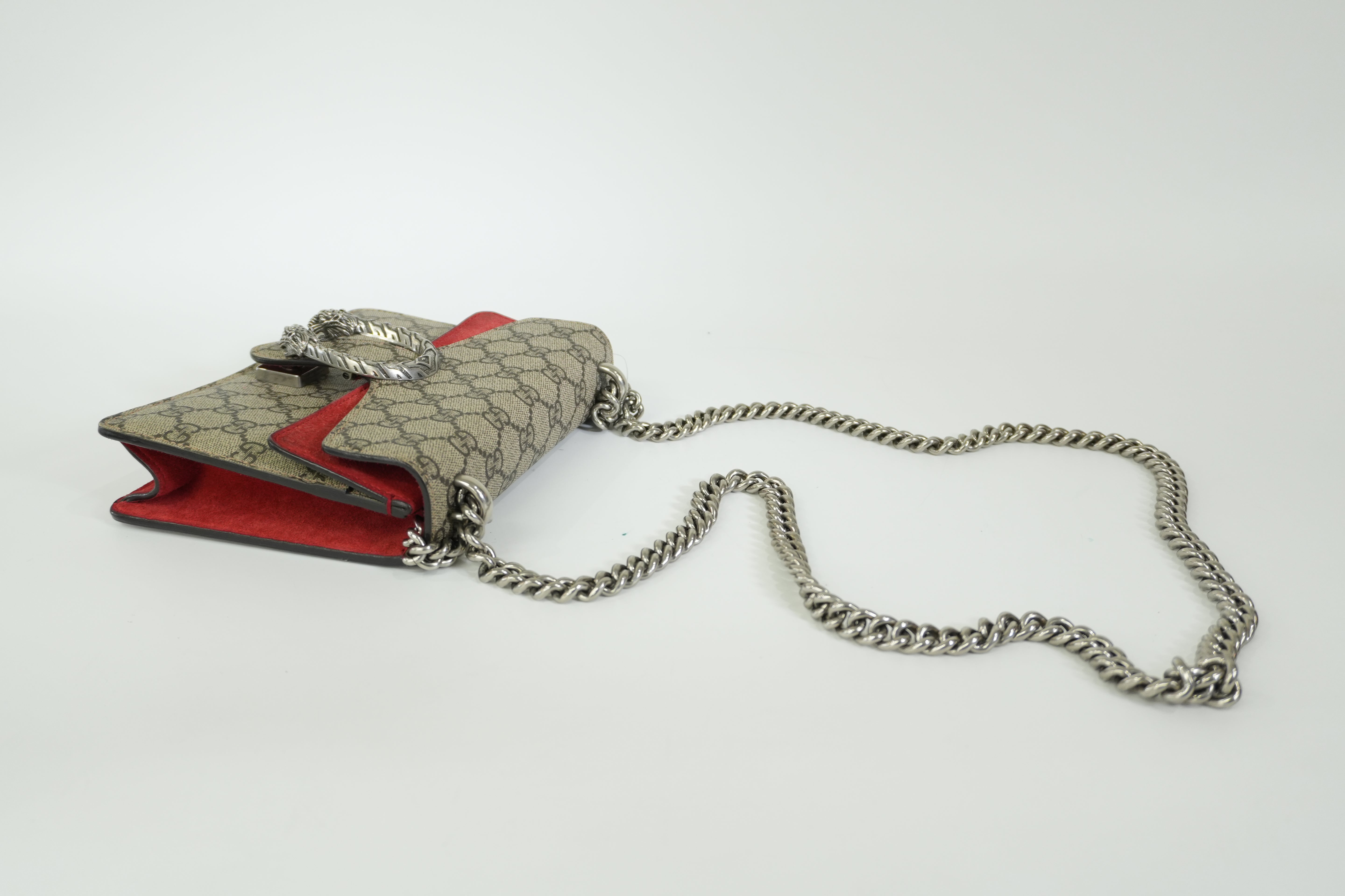 Pre-owned Gucci Dionysus Chain Shoulder Bag Brown and Red