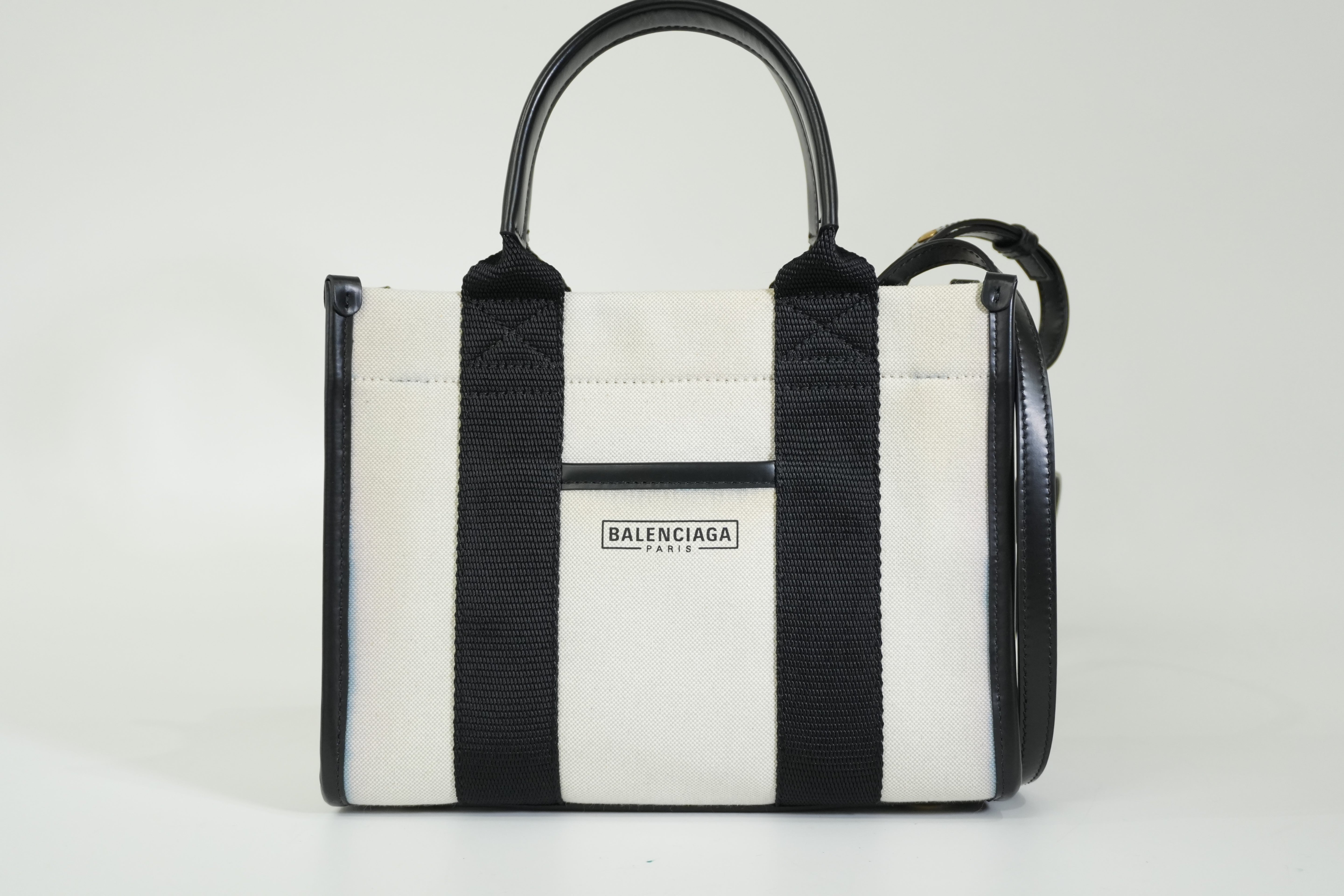 Pre-owned Balenciaga Two Way Small Handbag Black and White