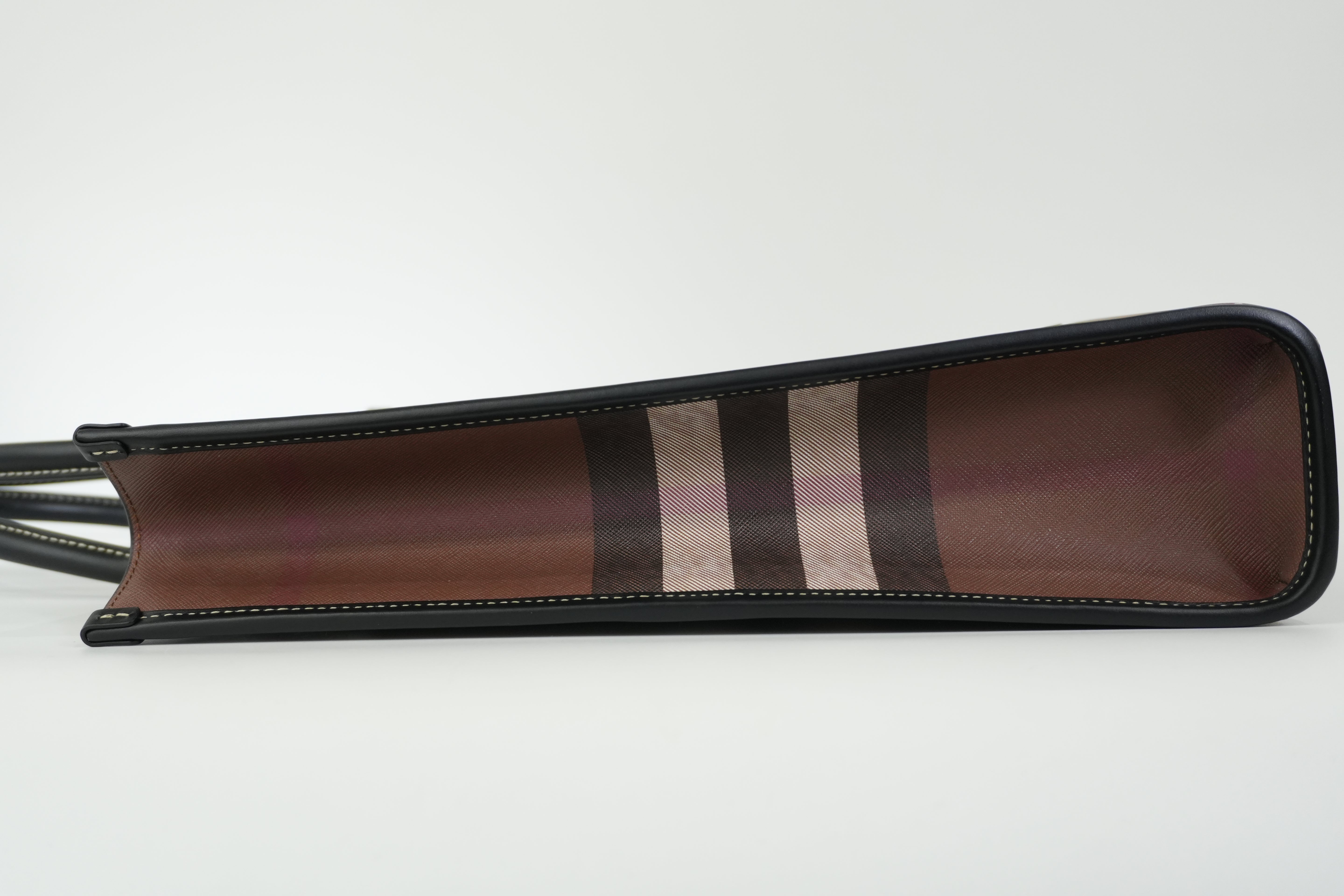 Pre-owned Burberry Two Way Medium Check Denny Tote Bag Brown