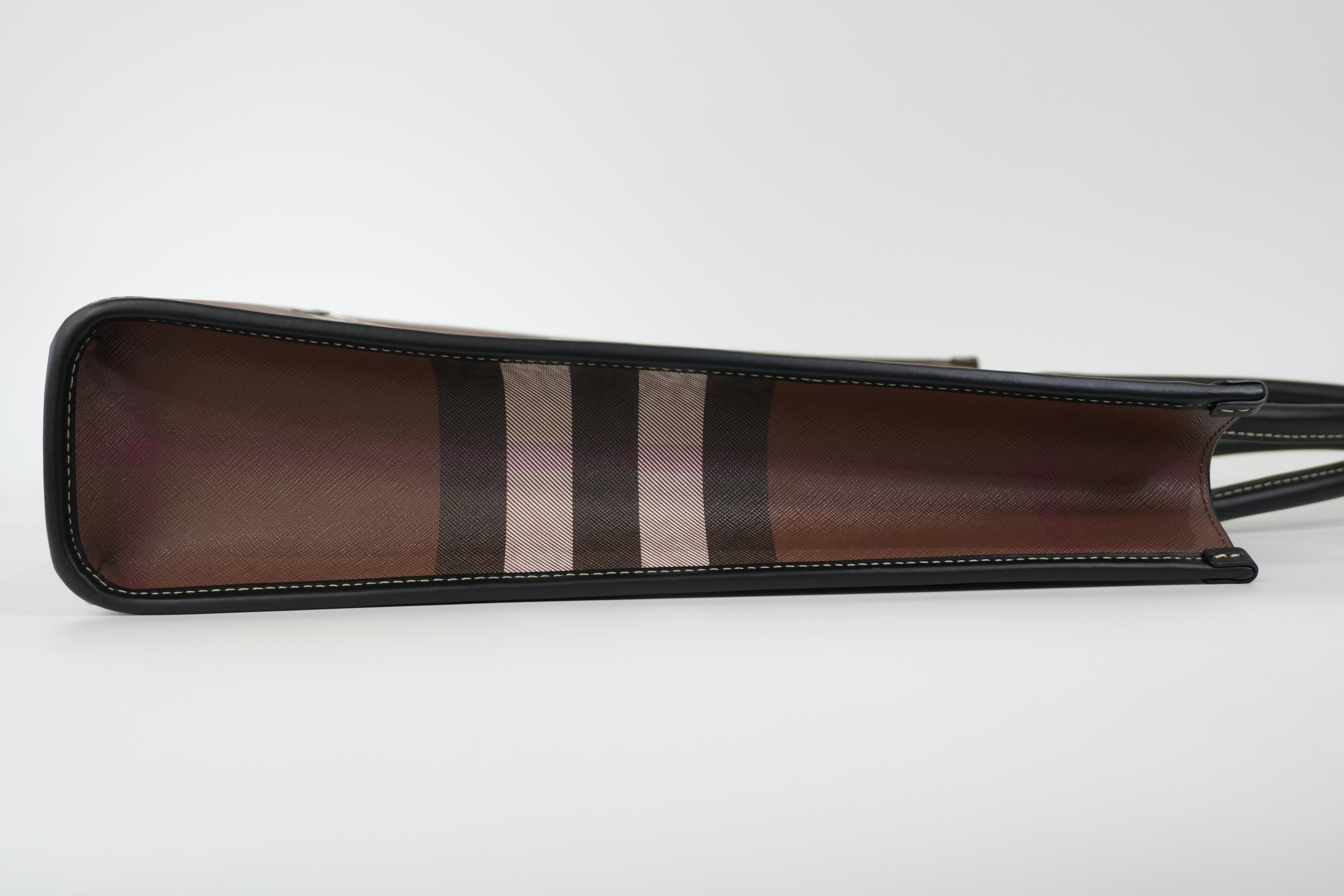 Pre-owned Burberry Two Way Medium Check Denny Tote Bag Brown