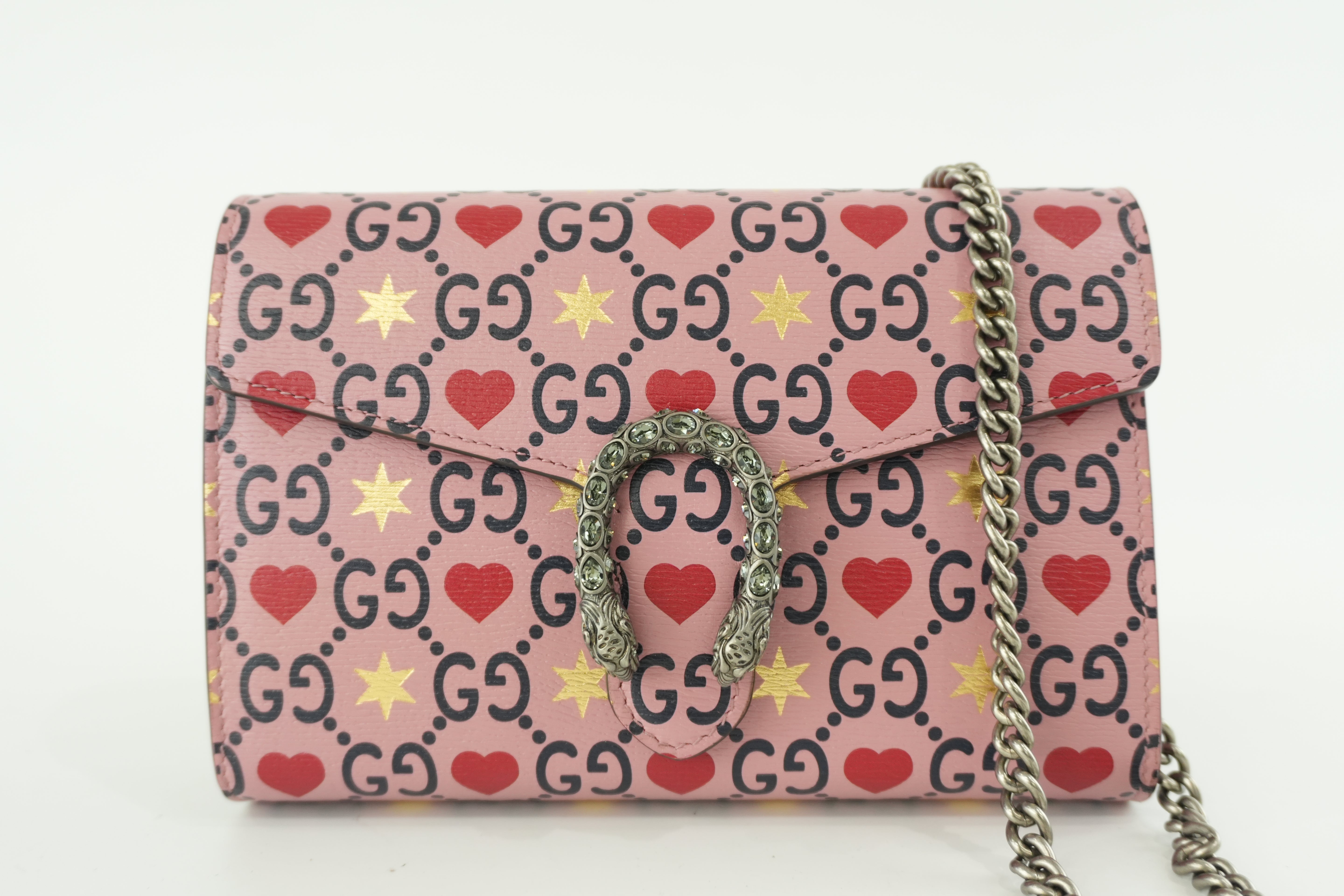 Gucci Leather Dionysus Valentine Limited Edition Pink Chain Shoulder Bag Used