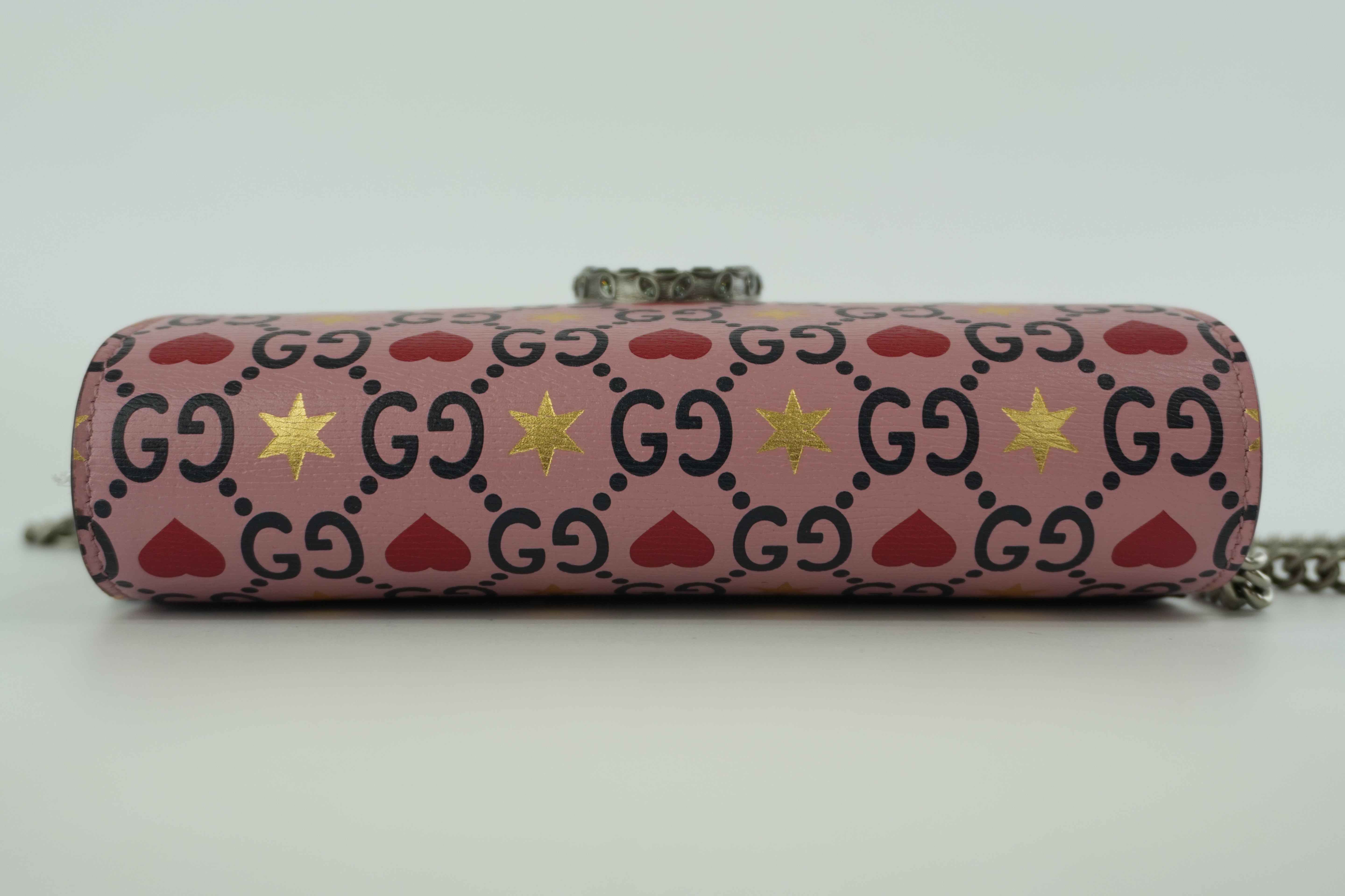 Gucci Leather Dionysus Valentine Limited Edition Pink Chain Shoulder Bag Used