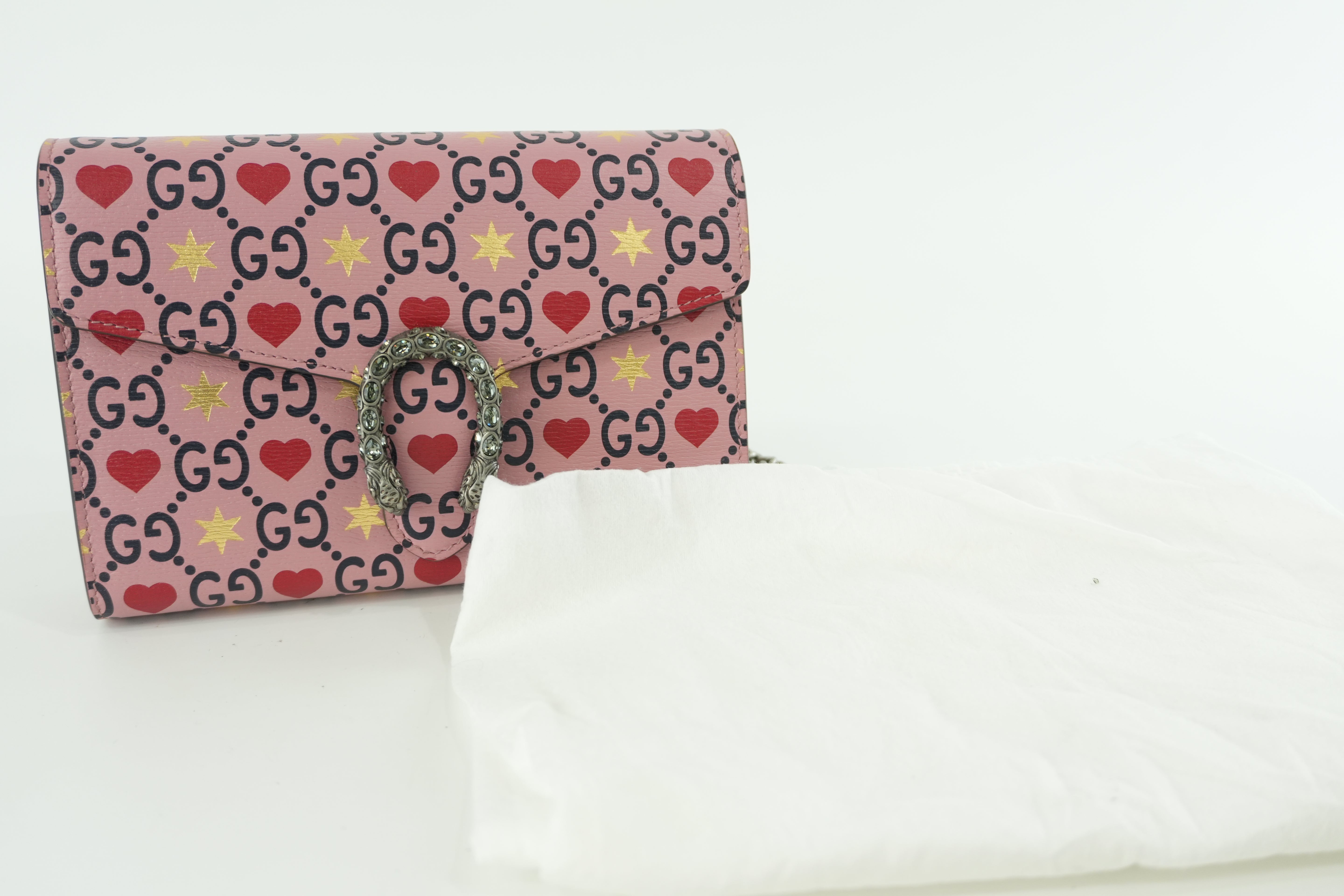 Gucci Leather Dionysus Valentine Limited Edition Pink Chain Shoulder Bag Used