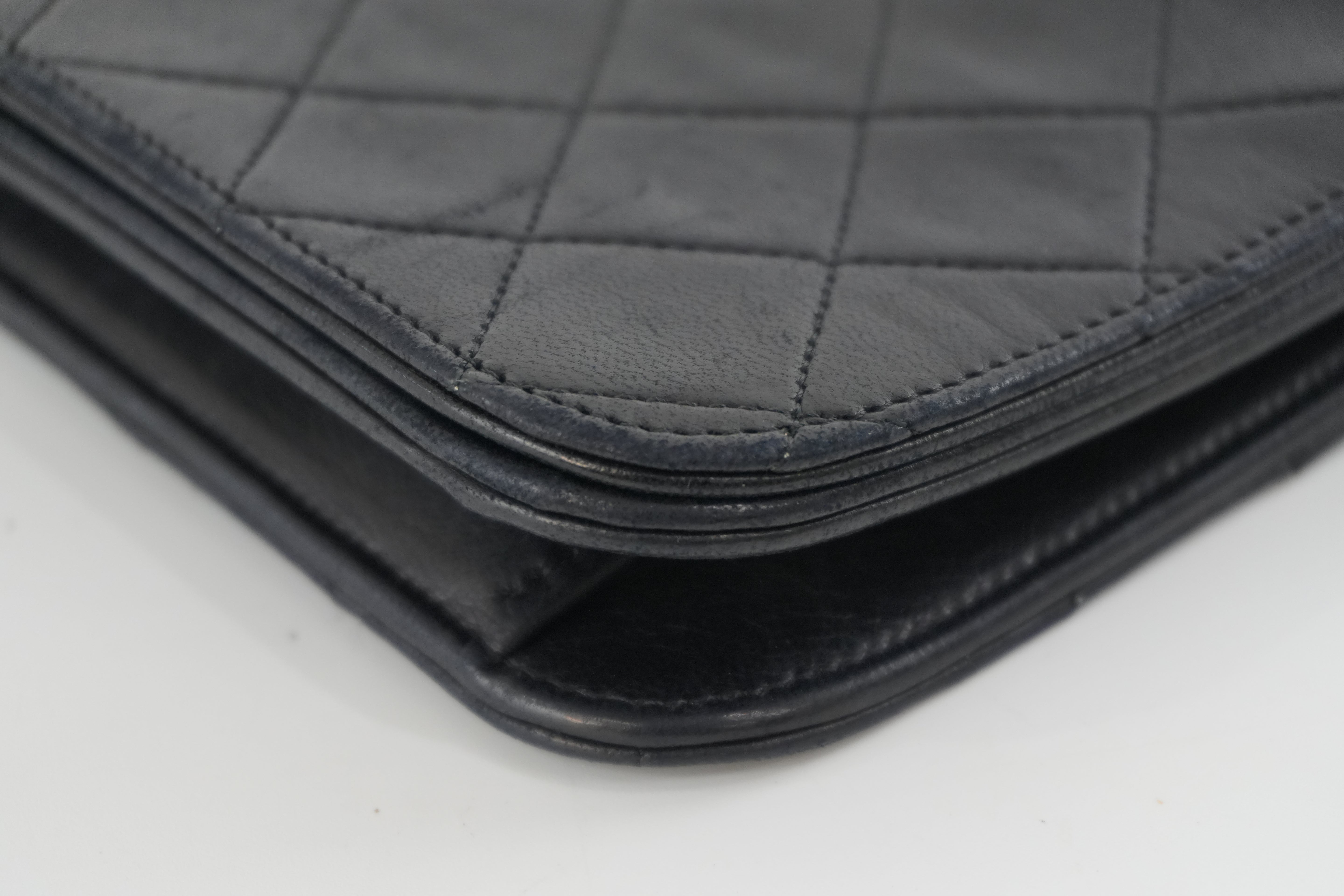 Pre-owned Chanel Lambskin Leather Chain Shoulder Bag Black