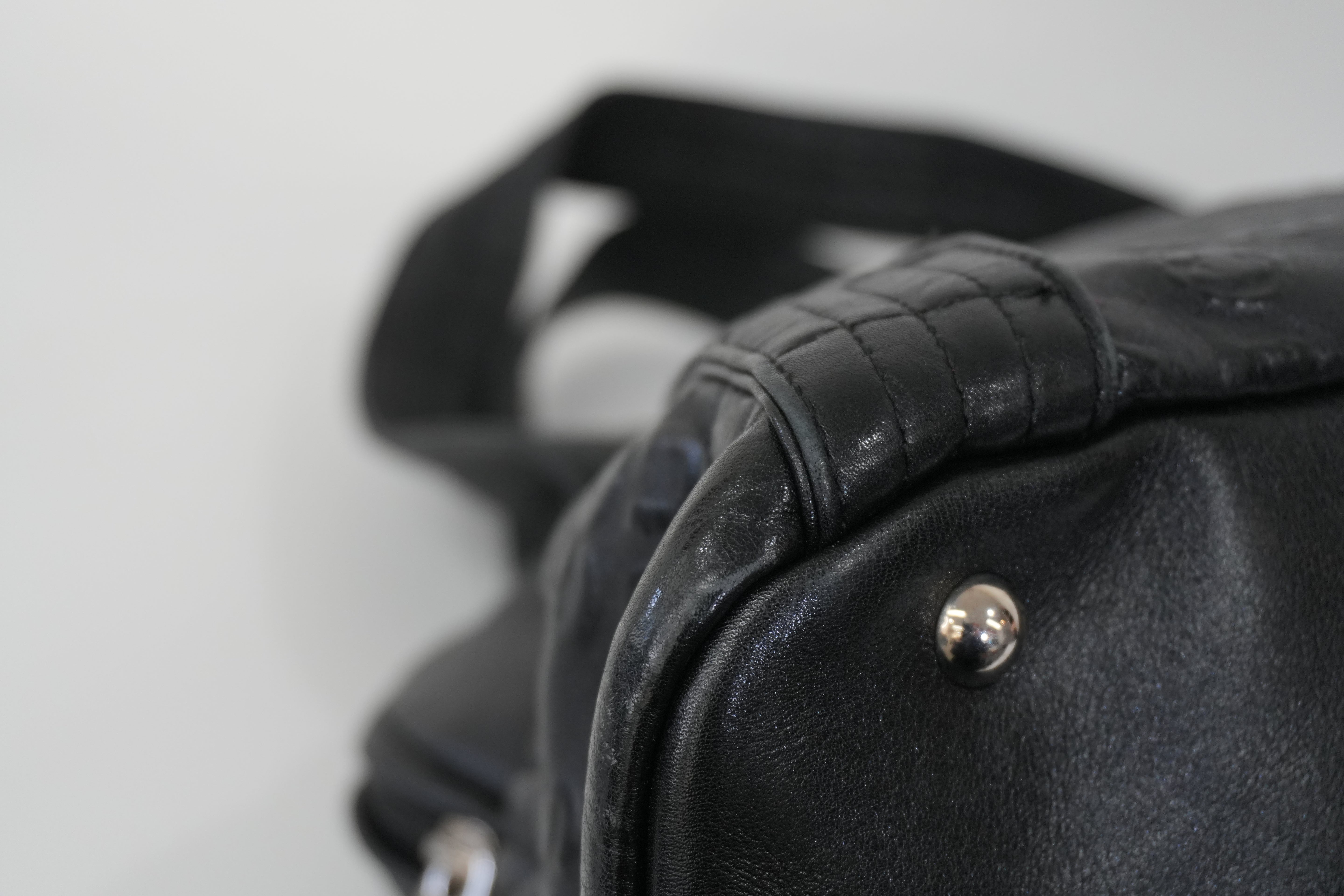 Pre-owned Chanel Lambskin Leather 31 Rue Cambon Embossed Tote Bag Black