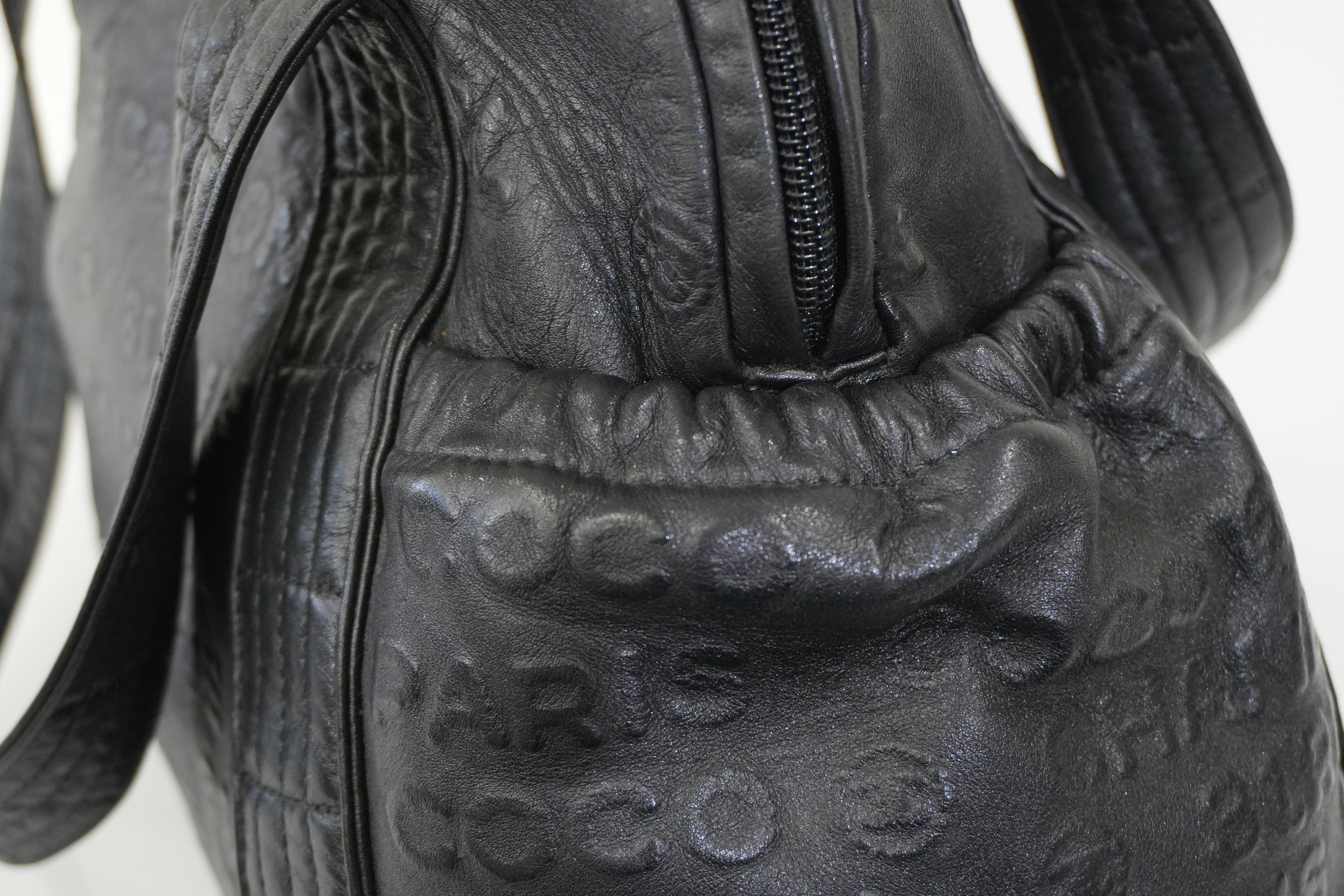 Pre-owned Chanel Lambskin Leather 31 Rue Cambon Embossed Tote Bag Black