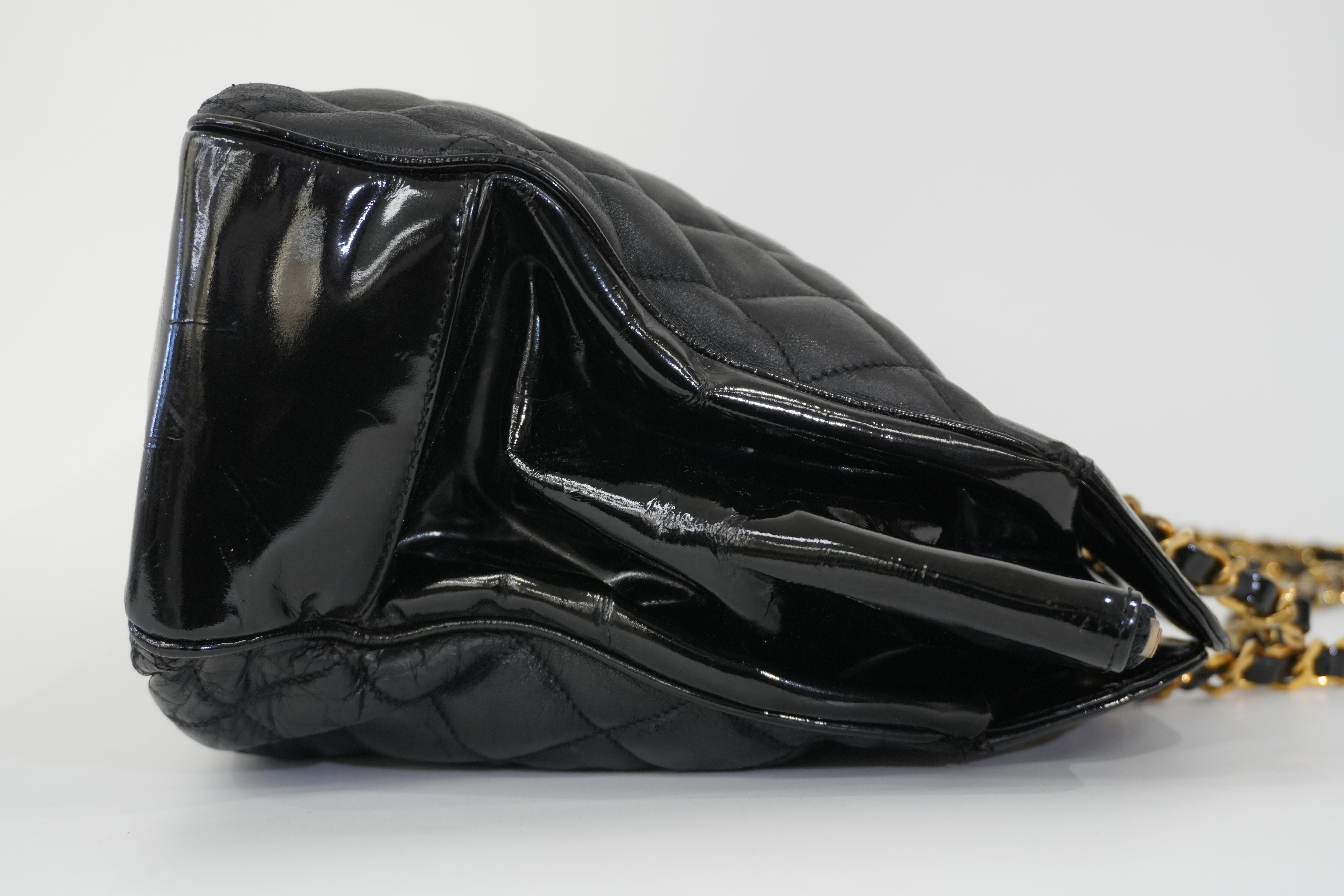 Pre-owned Chanel Lambskin Leather Chain Tote Bag Black