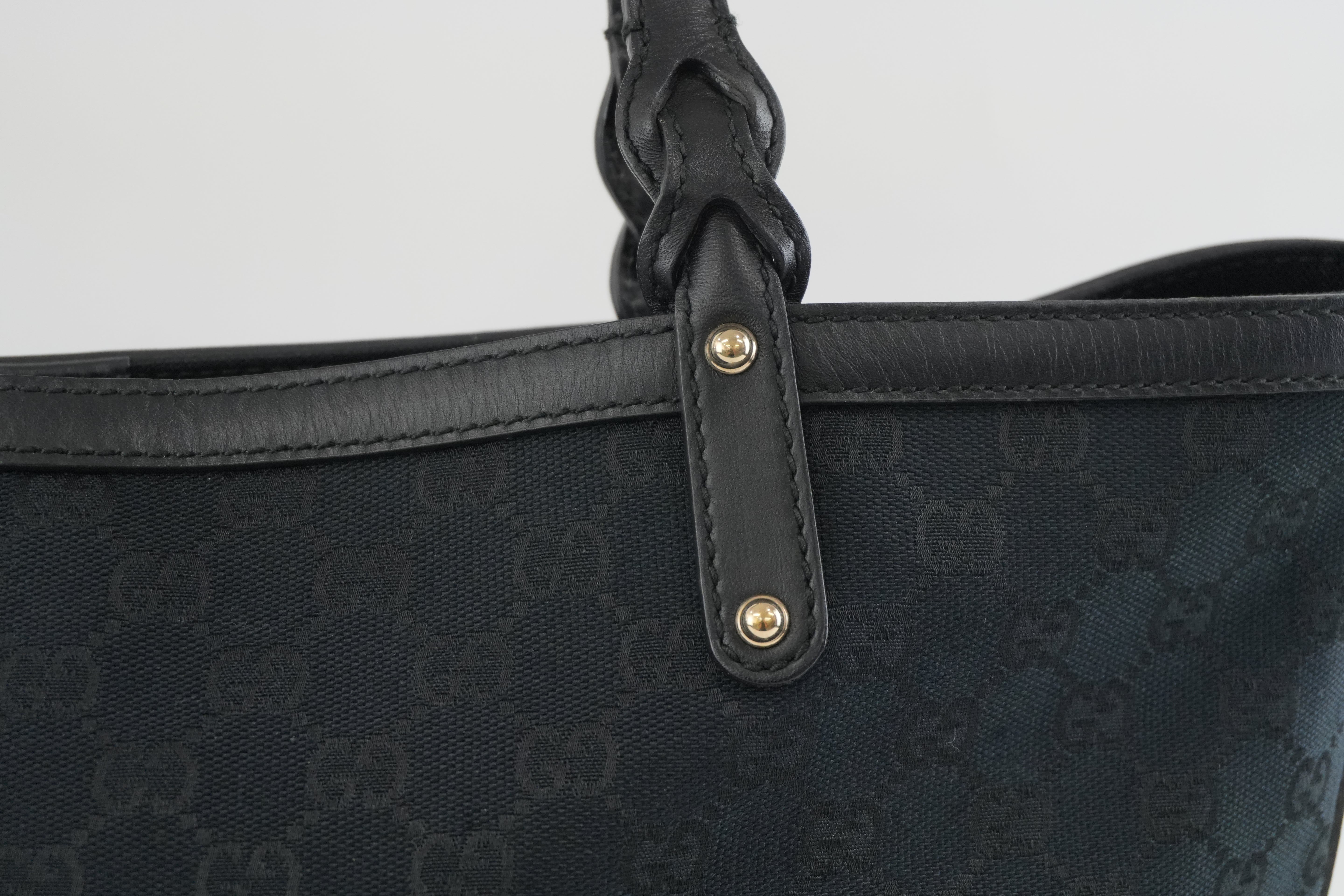 Pre-owned Gucci Black GG Canvas Craft Tote Bag