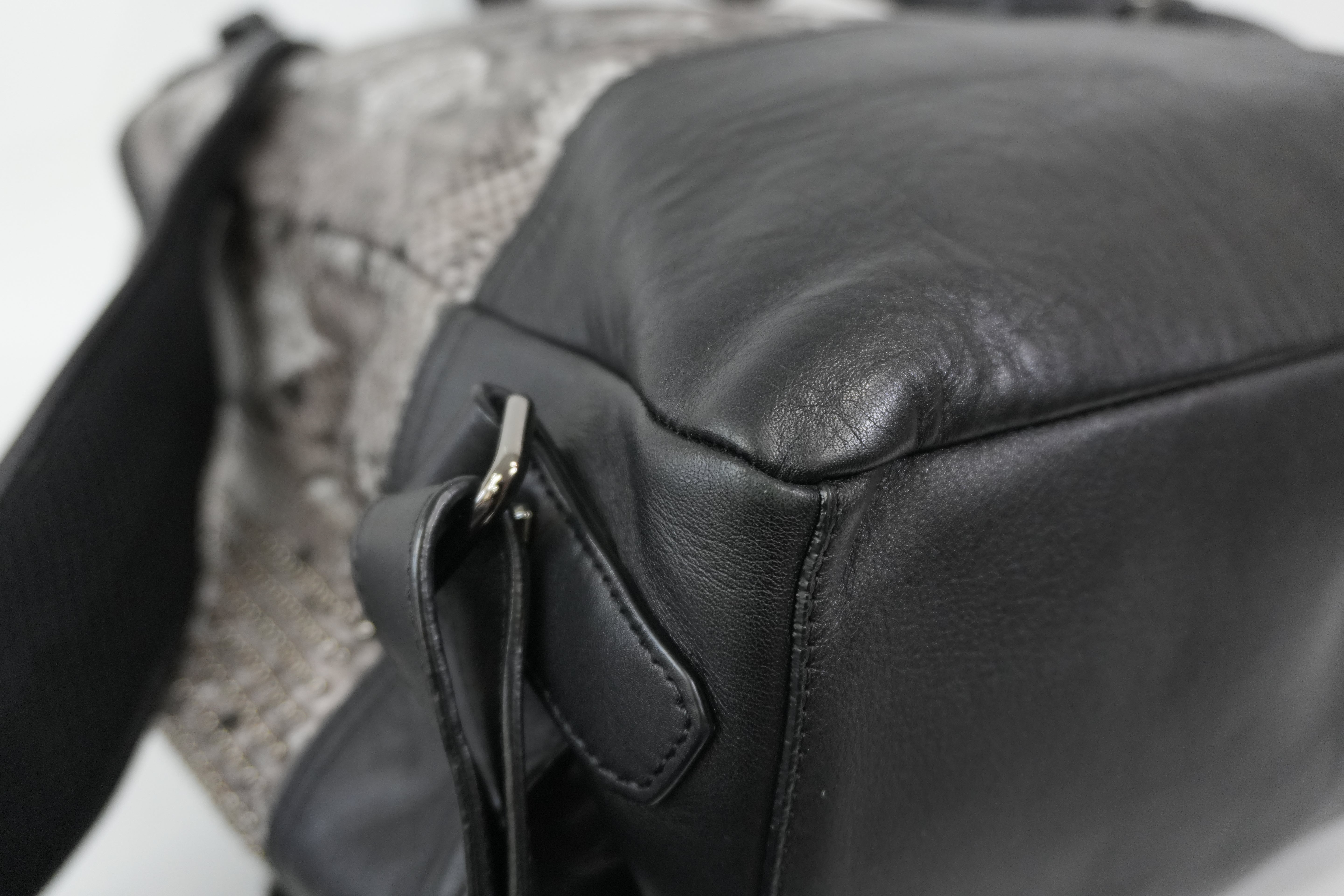 Pre-Owned MCM Limited Edition Exotic Drawstring Backpack Gray and Black