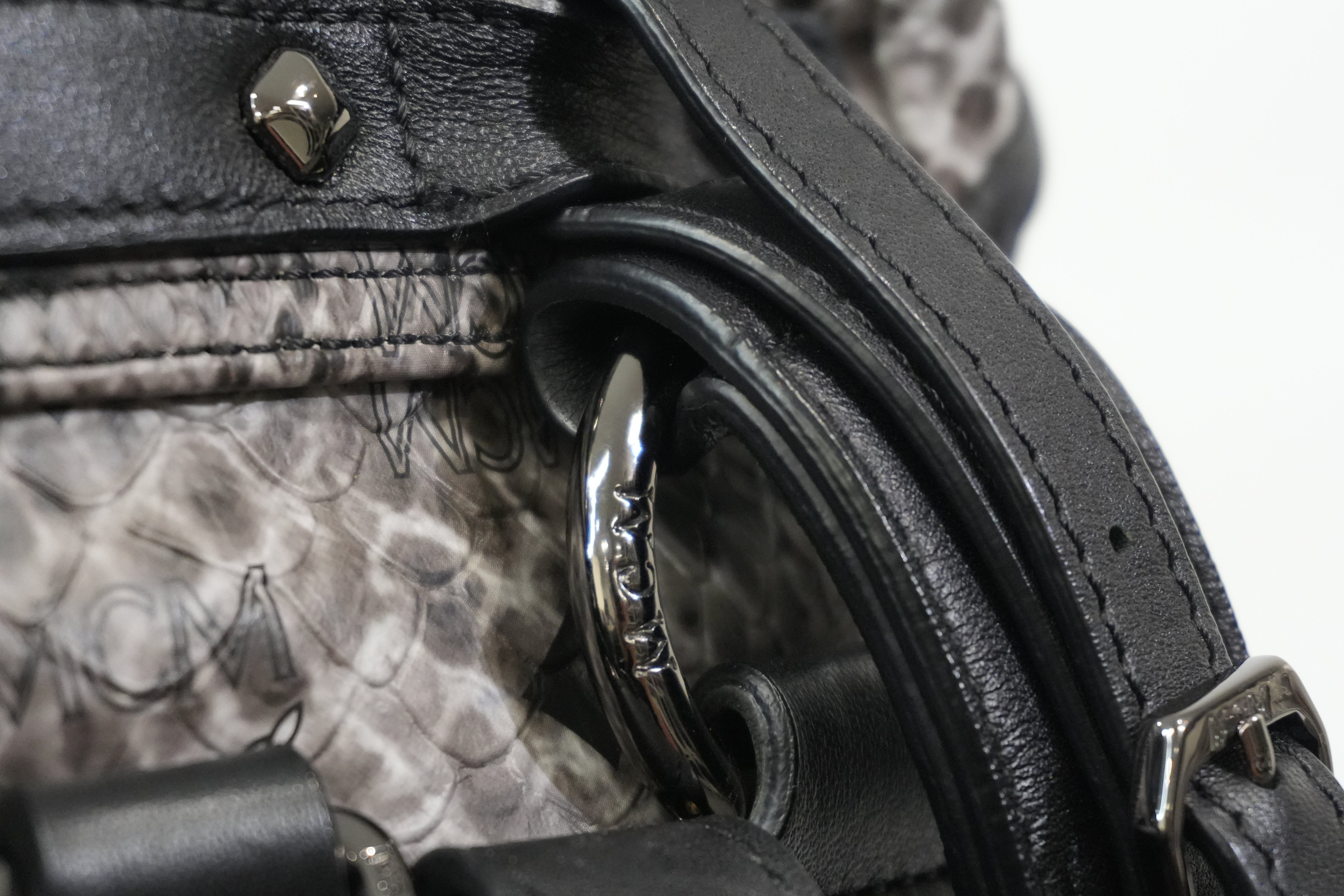 Pre-Owned MCM Limited Edition Exotic Drawstring Backpack Gray and Black