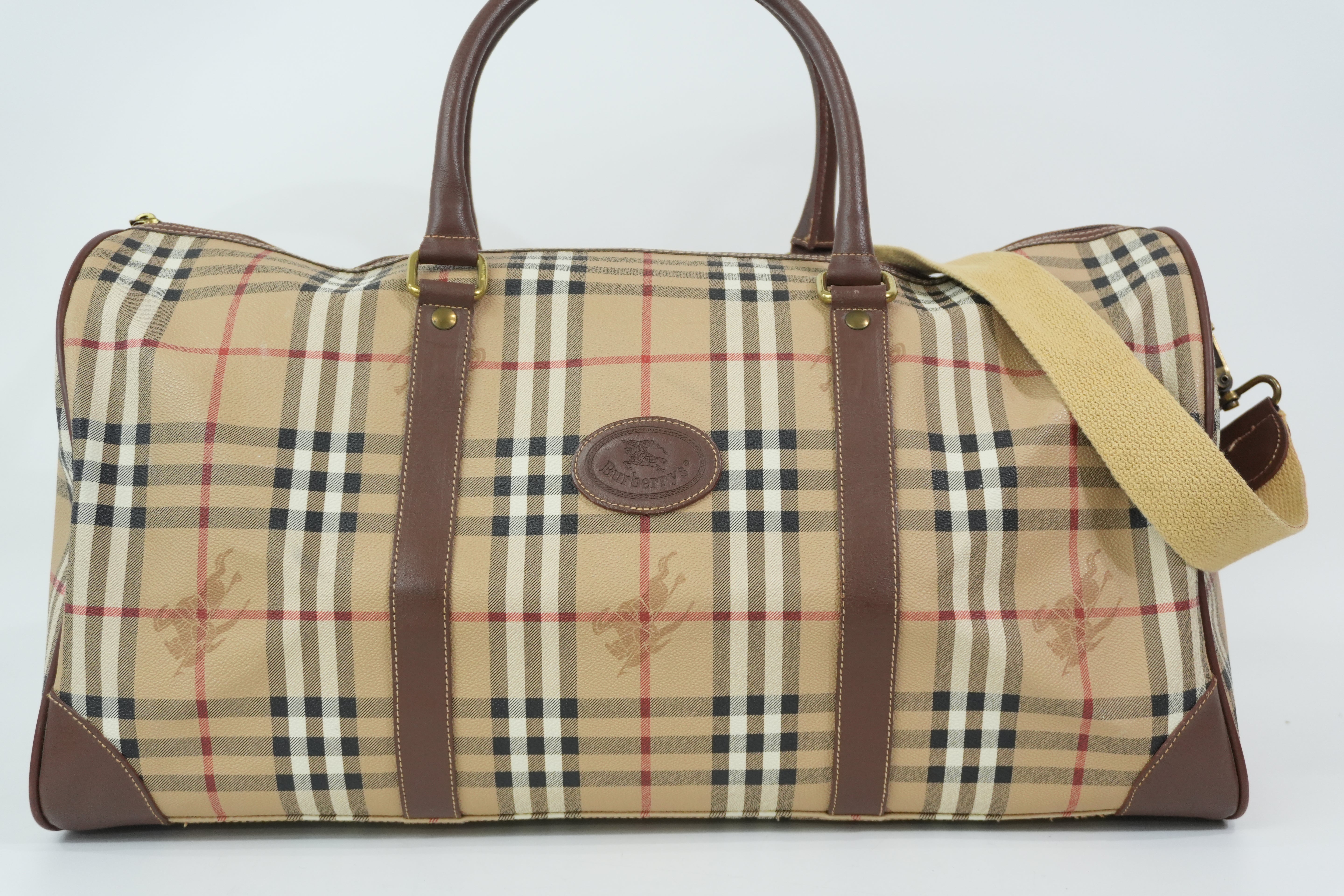 Pre-Owned Burberry Check Duffle Bag size 50 Beige
