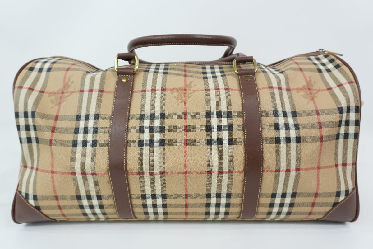 Pre-Owned Burberry Check Duffle Bag size 50 Beige