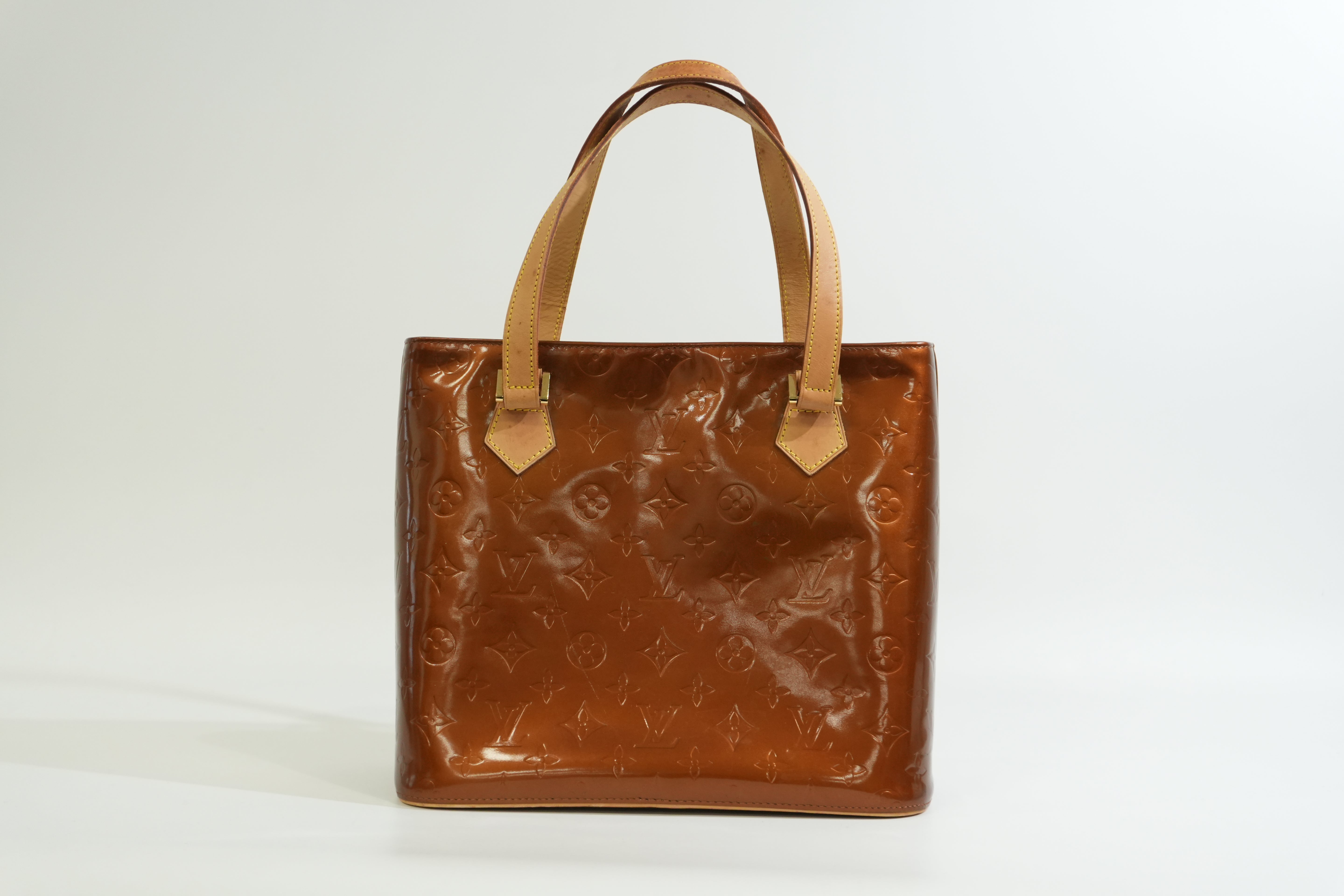 Pre-owned Louis Vuitton Vernis Houston Handbag Bronze