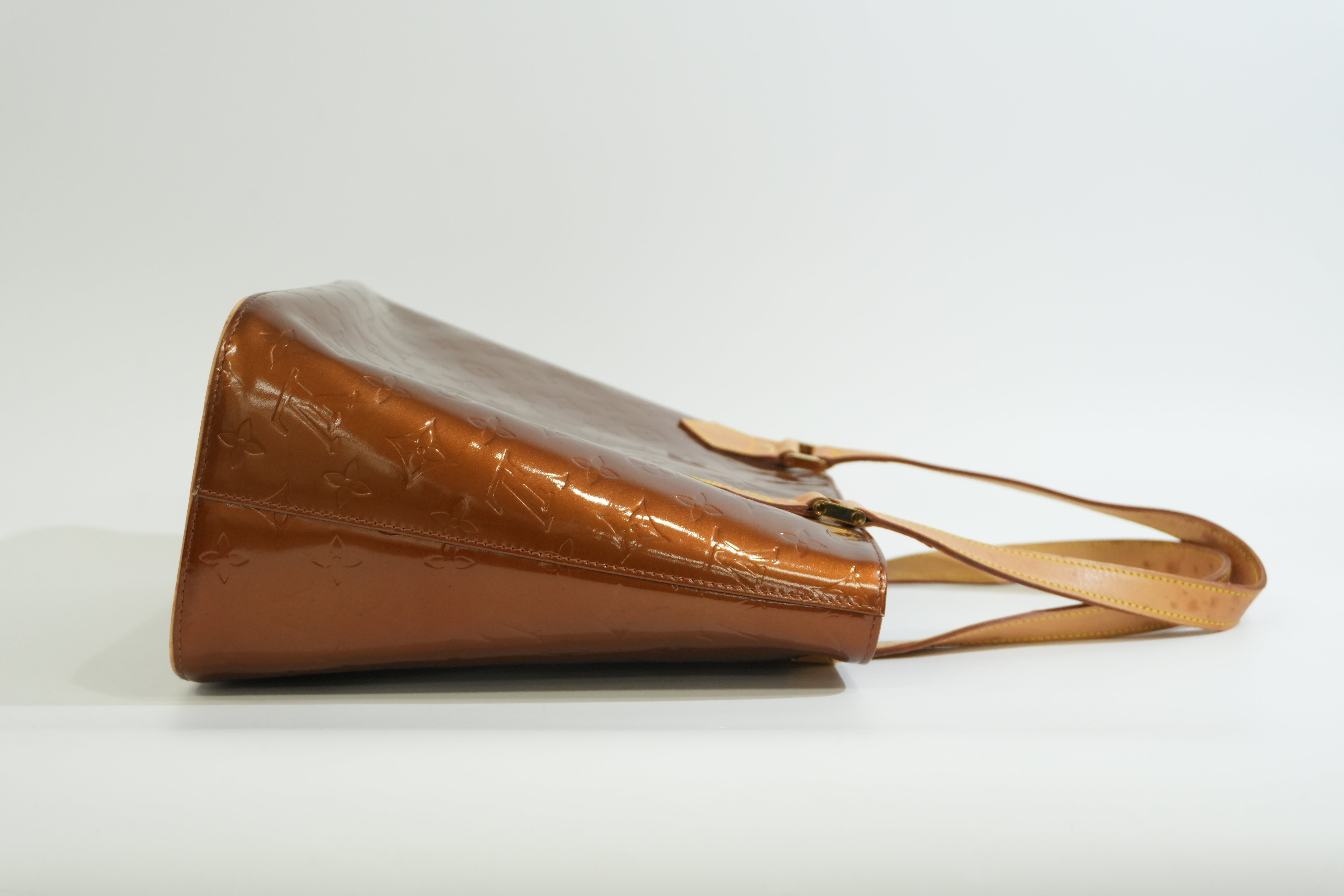 Pre-owned Louis Vuitton Vernis Houston Handbag Bronze