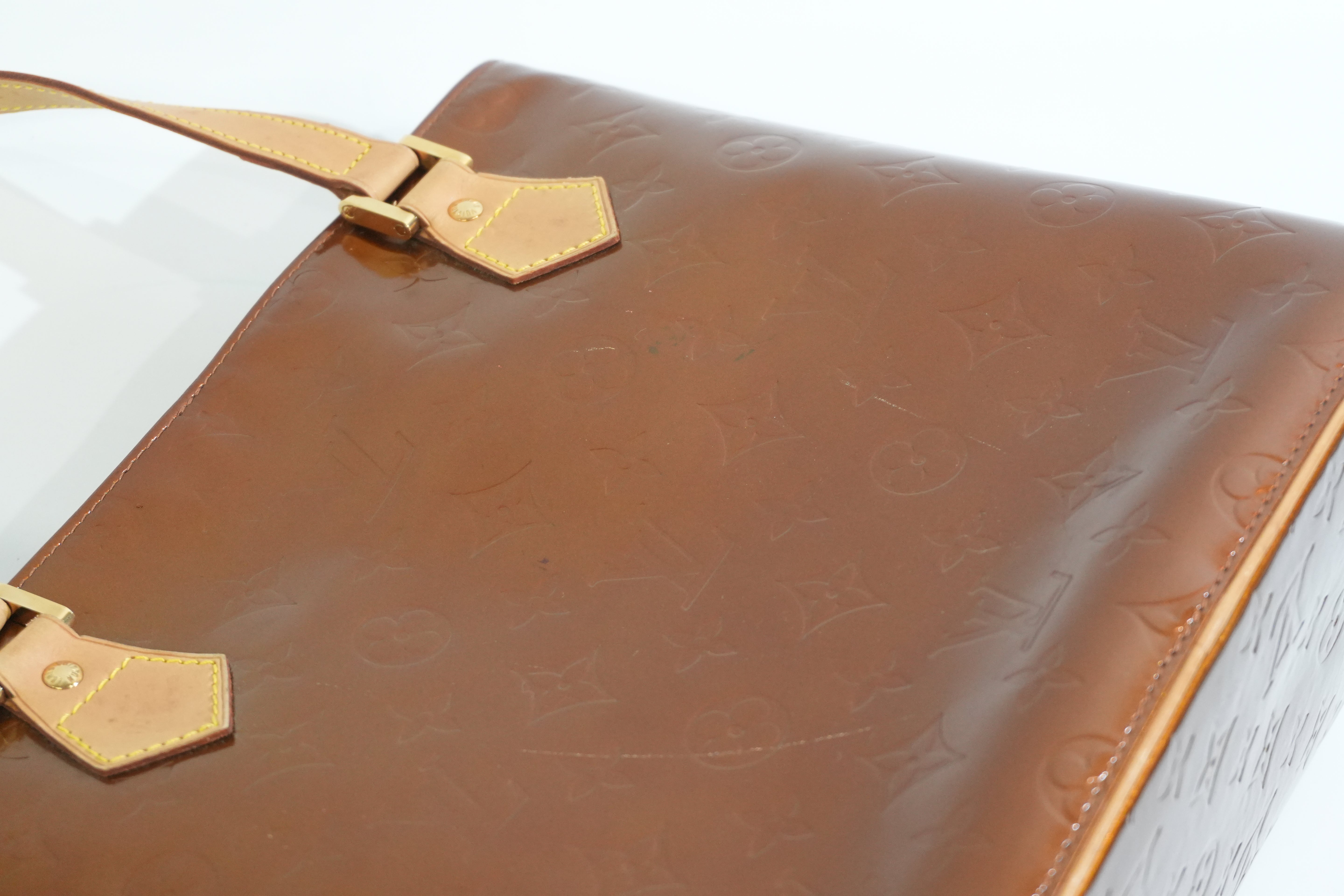 Pre-owned Louis Vuitton Vernis Houston Handbag Bronze