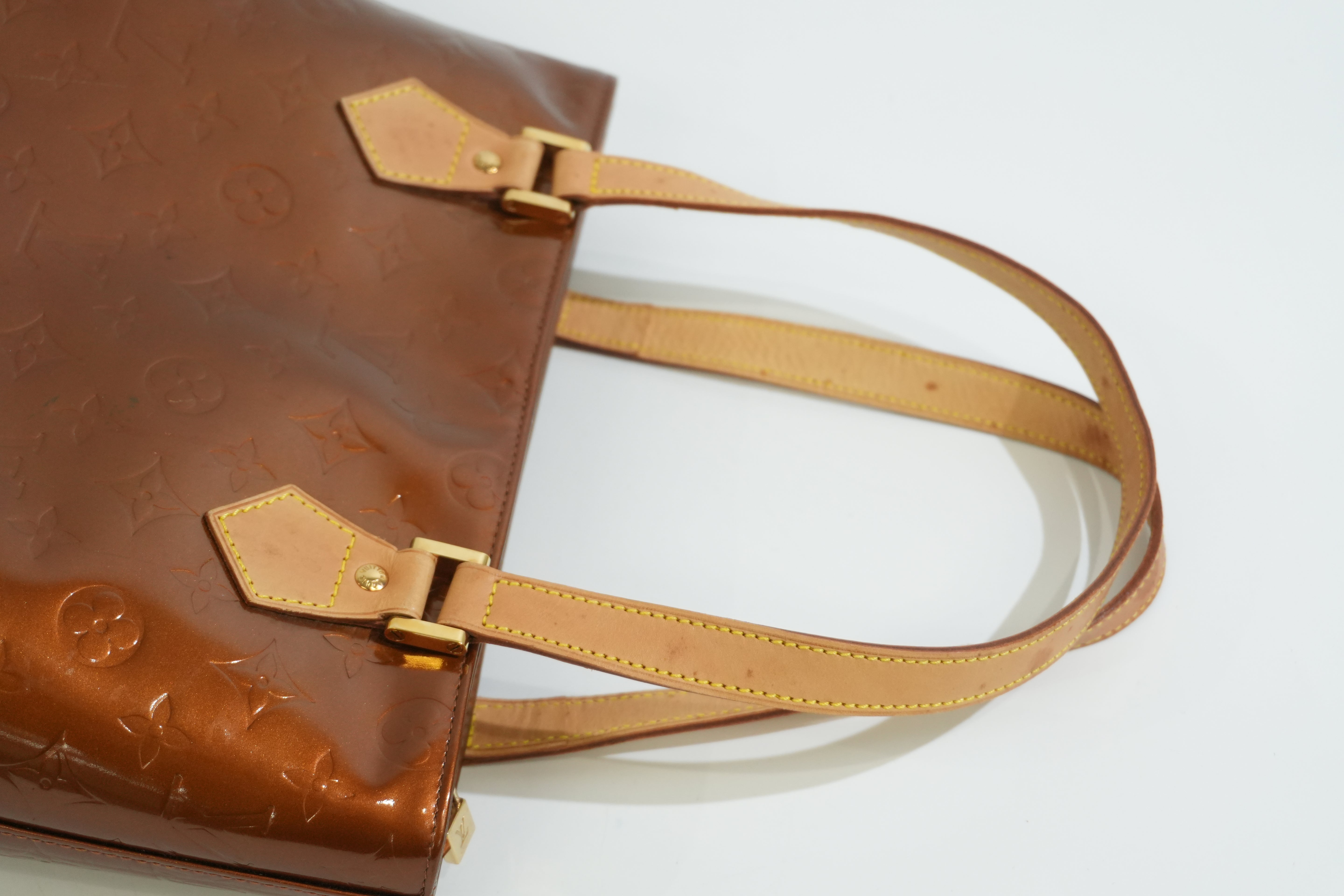 Pre-owned Louis Vuitton Vernis Houston Handbag Bronze