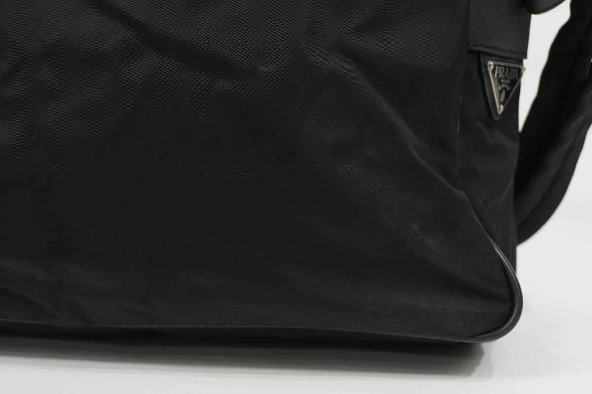 Pre-Owned Prada Nylon Two-Way Suitcase Black