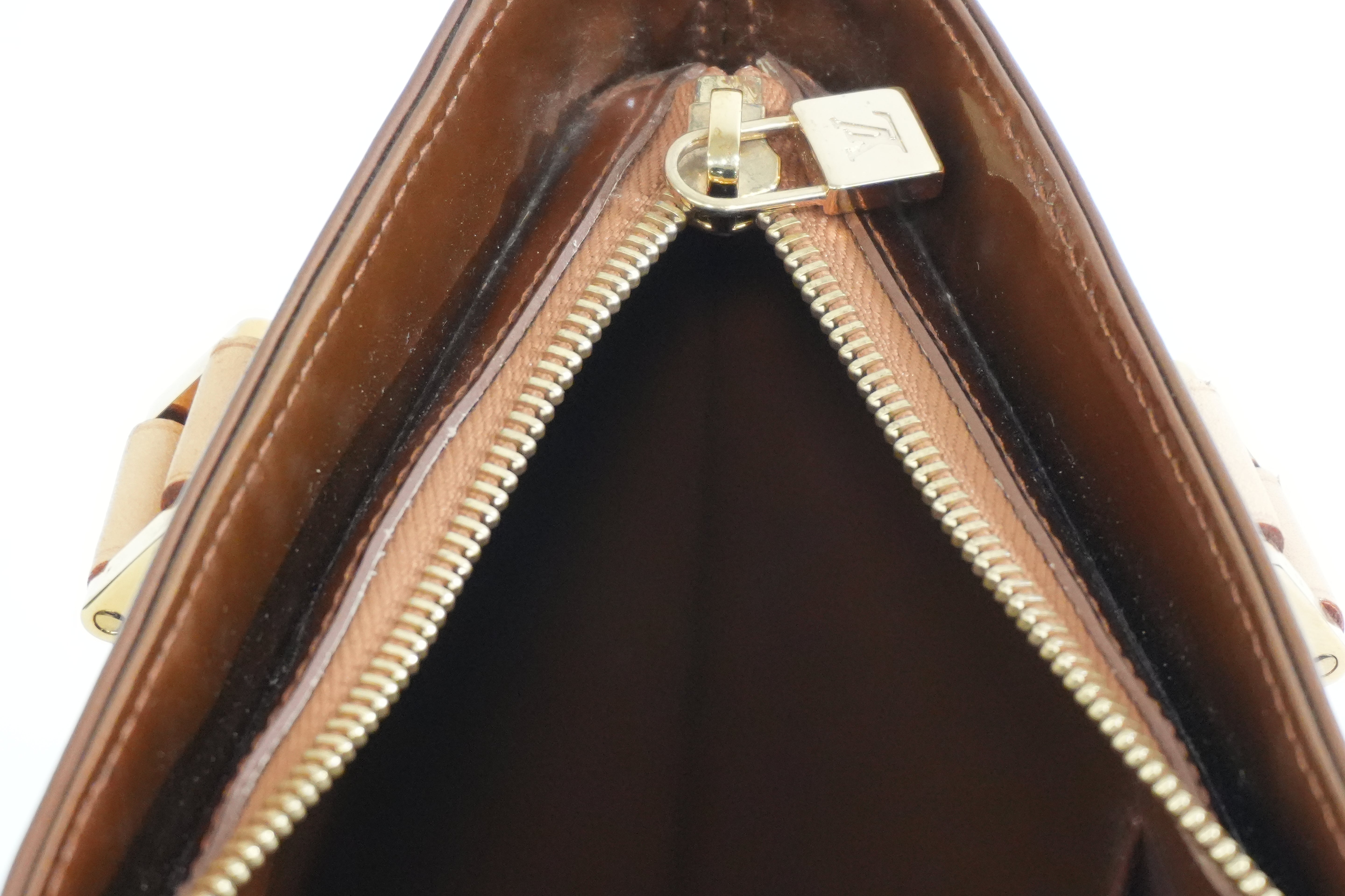 Pre-owned Louis Vuitton Vernis Houston Handbag Bronze