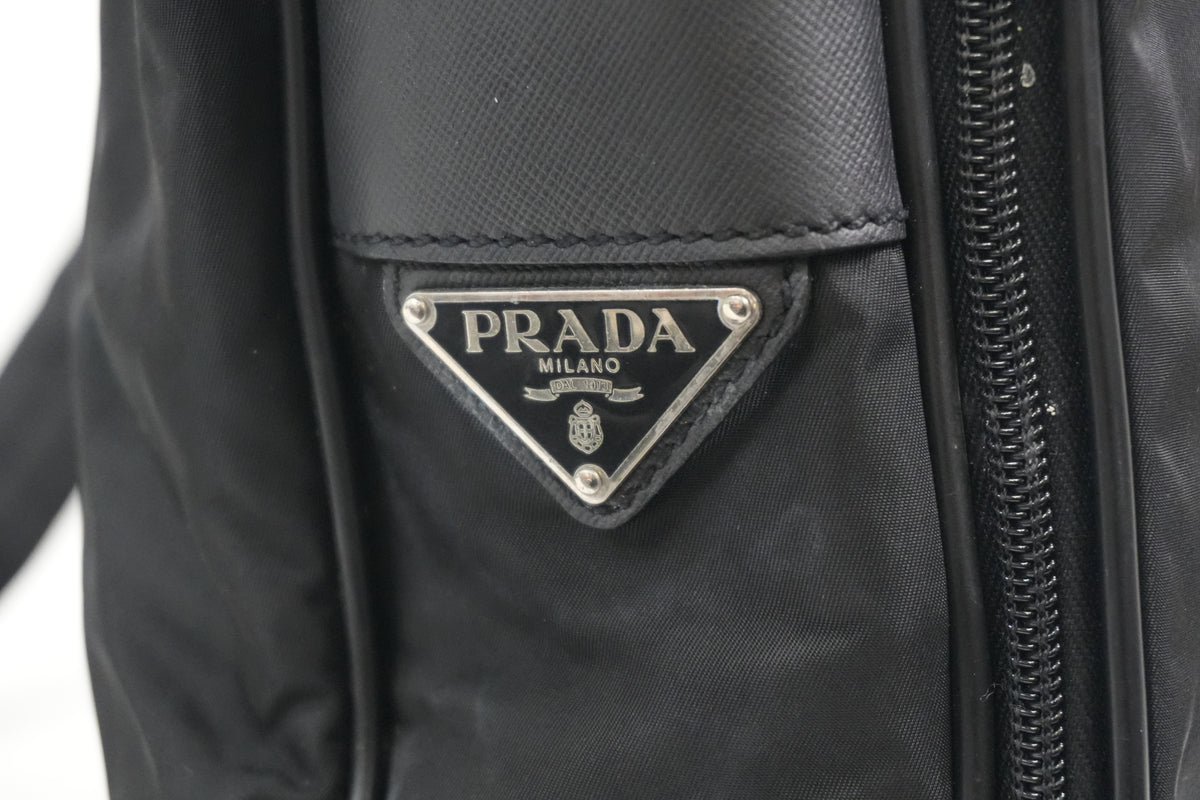 Pre-Owned Prada Nylon Two-Way Suitcase Black
