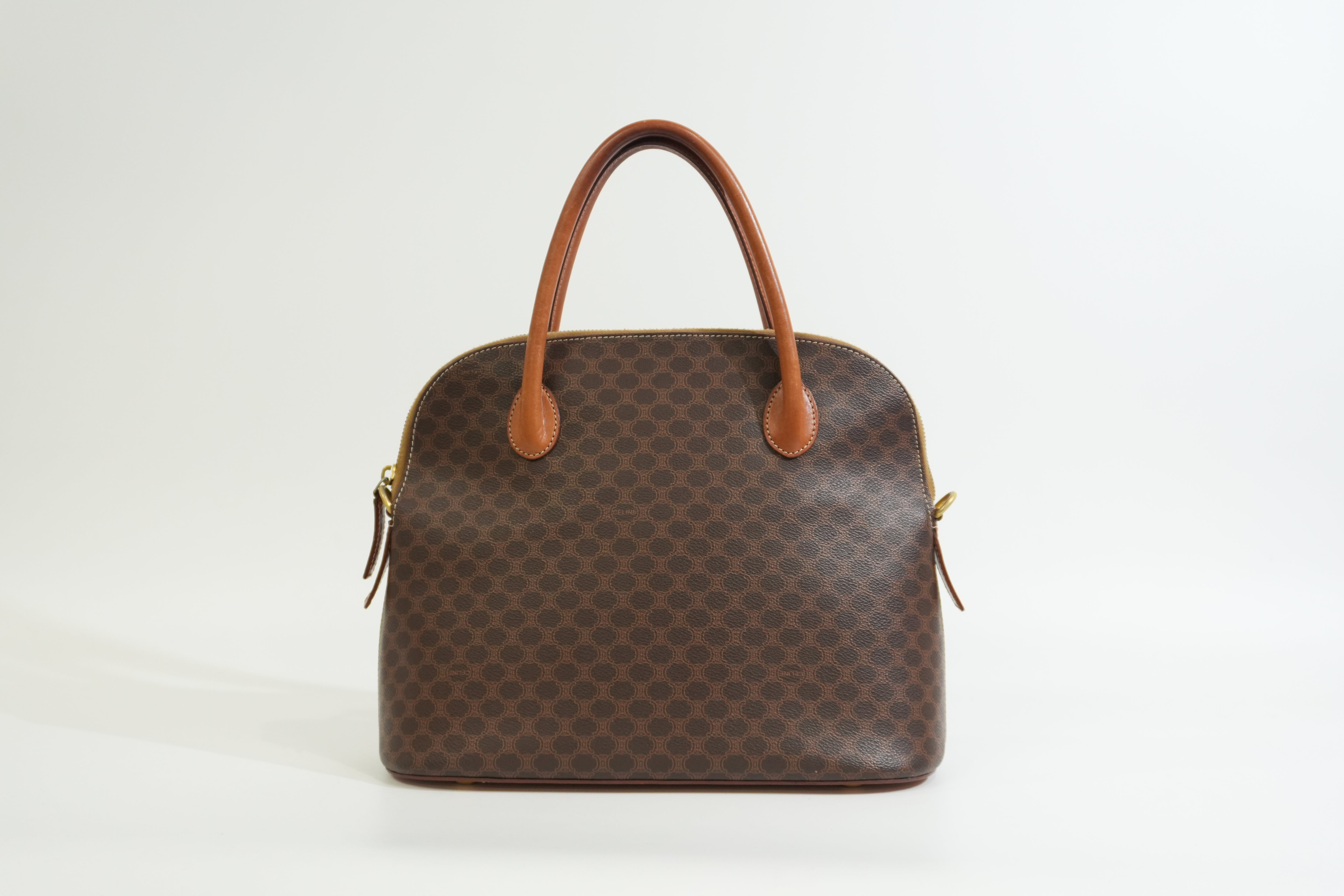 Pre-owned Celine Macadam Top handle Handbag Brown