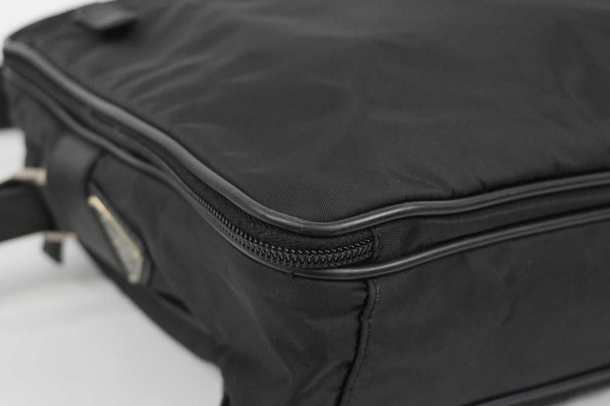 Pre-Owned Prada Nylon Two-Way Suitcase Black