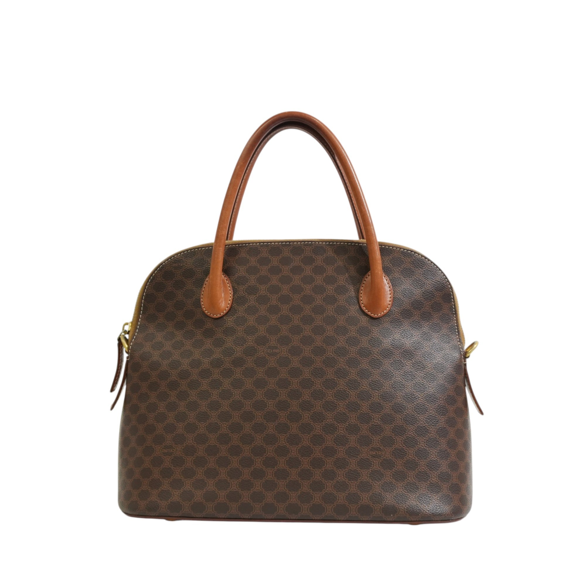 Pre-owned Celine Macadam Top handle Handbag Brown