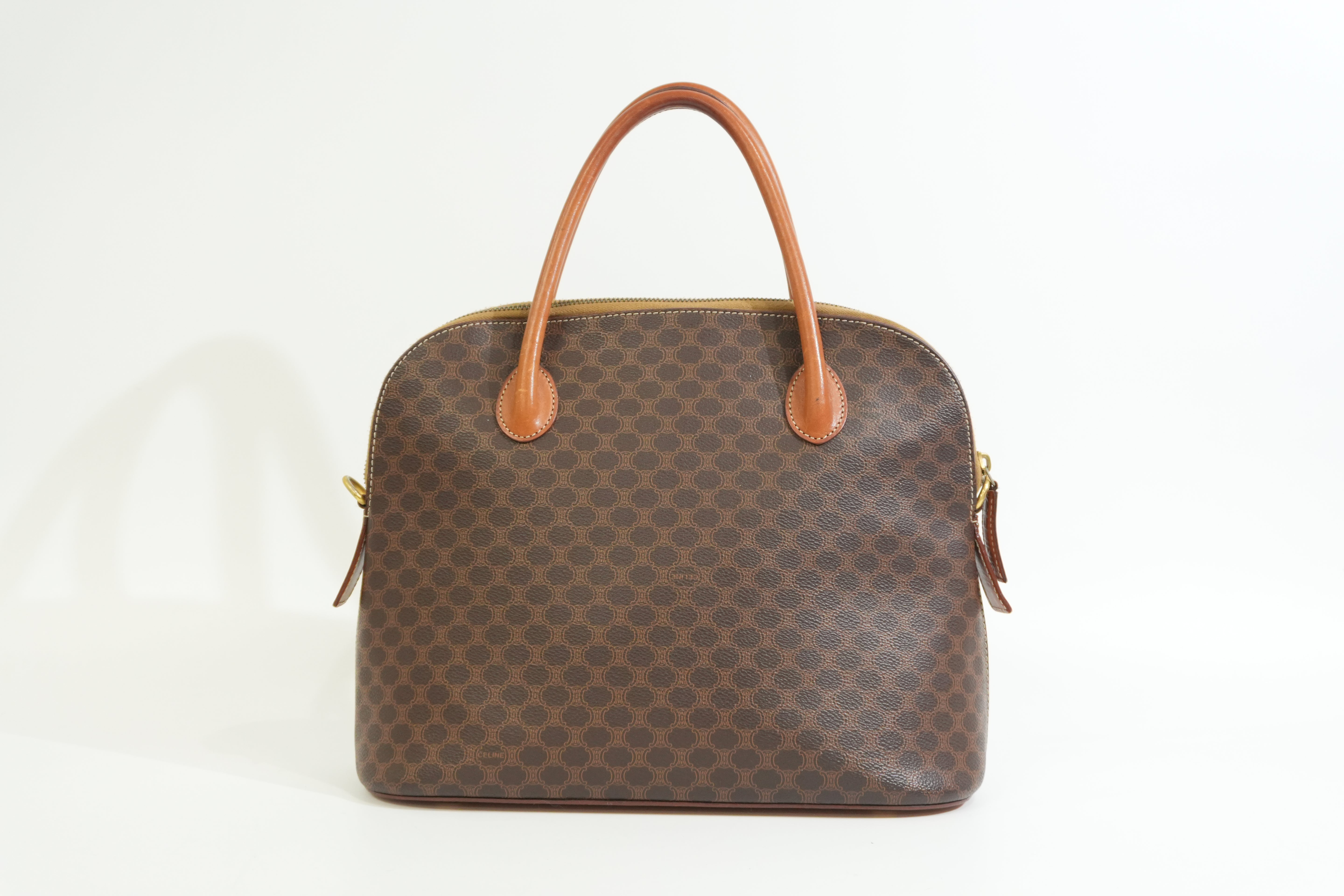 Pre-owned Celine Macadam Top handle Handbag Brown