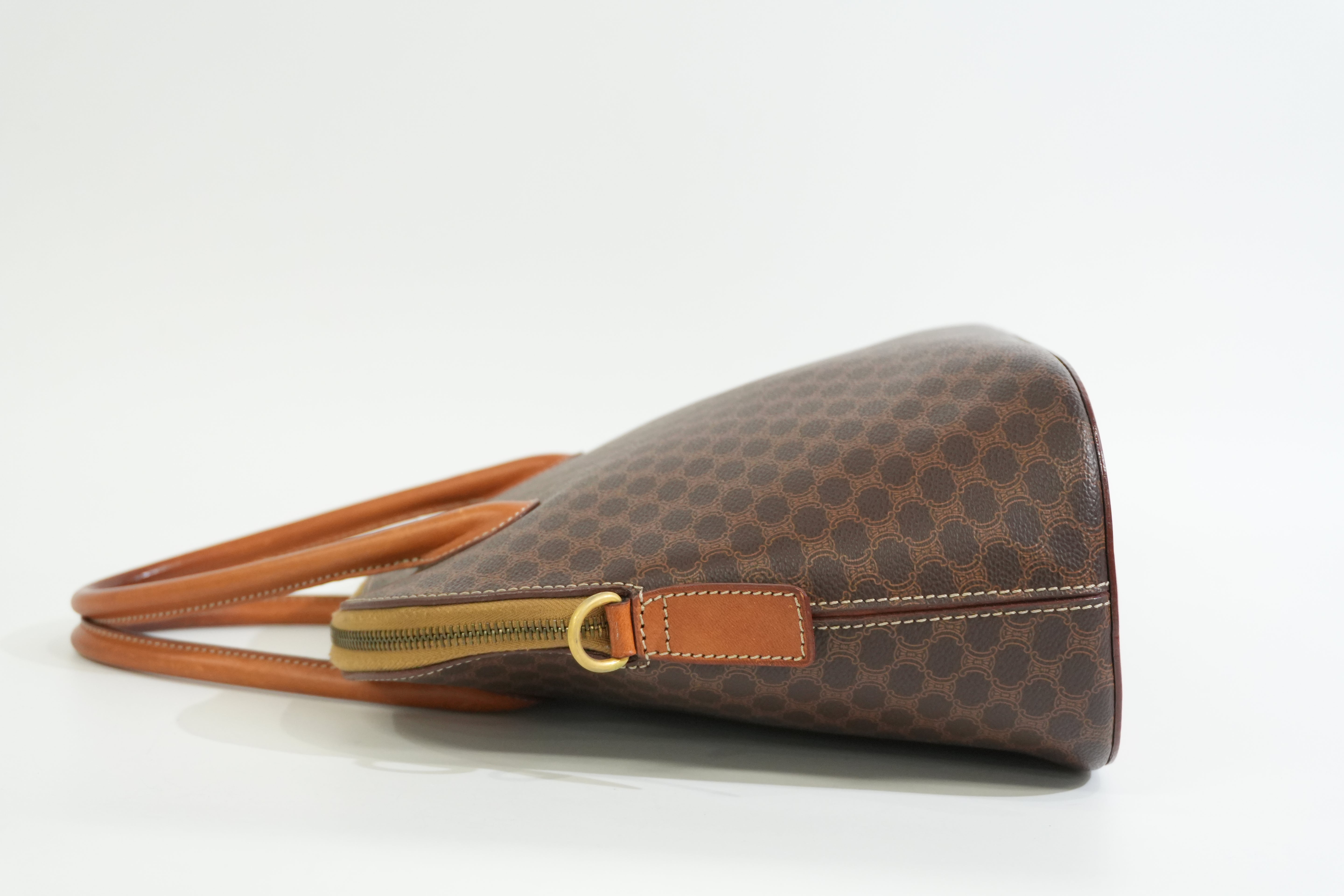 Pre-owned Celine Macadam Top handle Handbag Brown